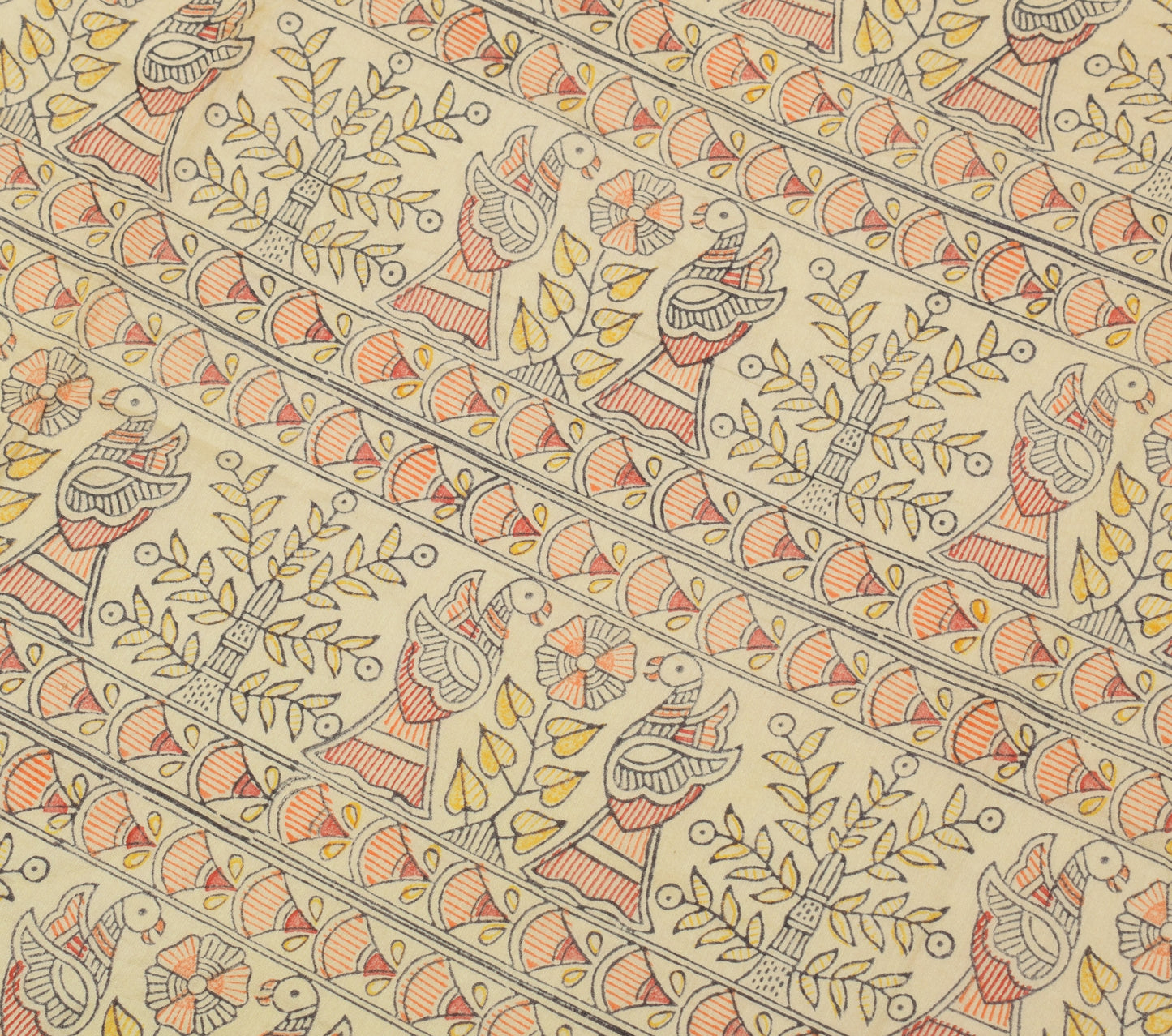 Sushila Vintage Cream Dupatta 100% Pure Cotton Bhagalpuri Printed Long Stole