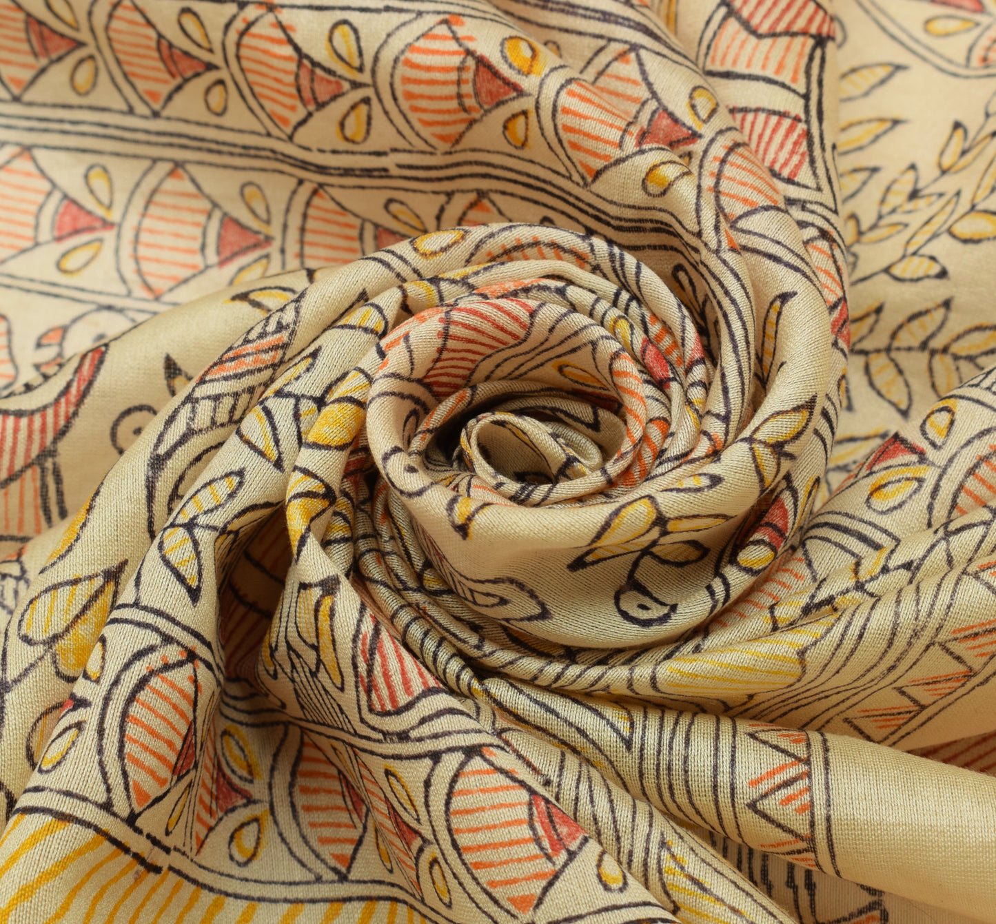 Sushila Vintage Cream Dupatta 100% Pure Cotton Bhagalpuri Printed Long Stole