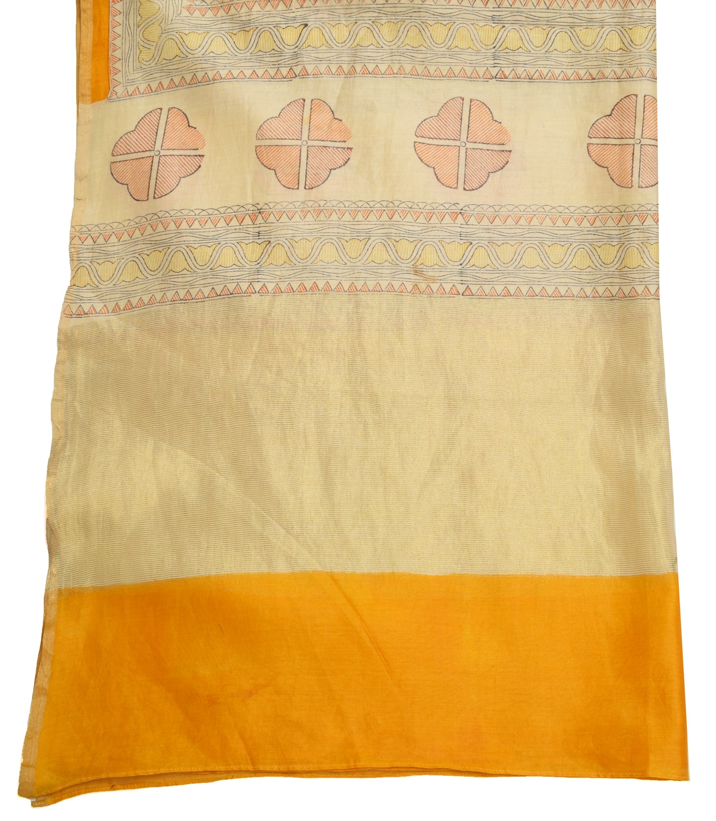 Sushila Vintage Cream Dupatta 100% Pure Cotton Bhagalpuri Printed Long Stole