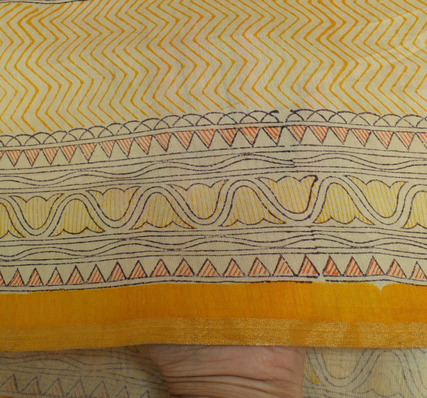 Sushila Vintage Cream Dupatta 100% Pure Cotton Bhagalpuri Printed Long Stole