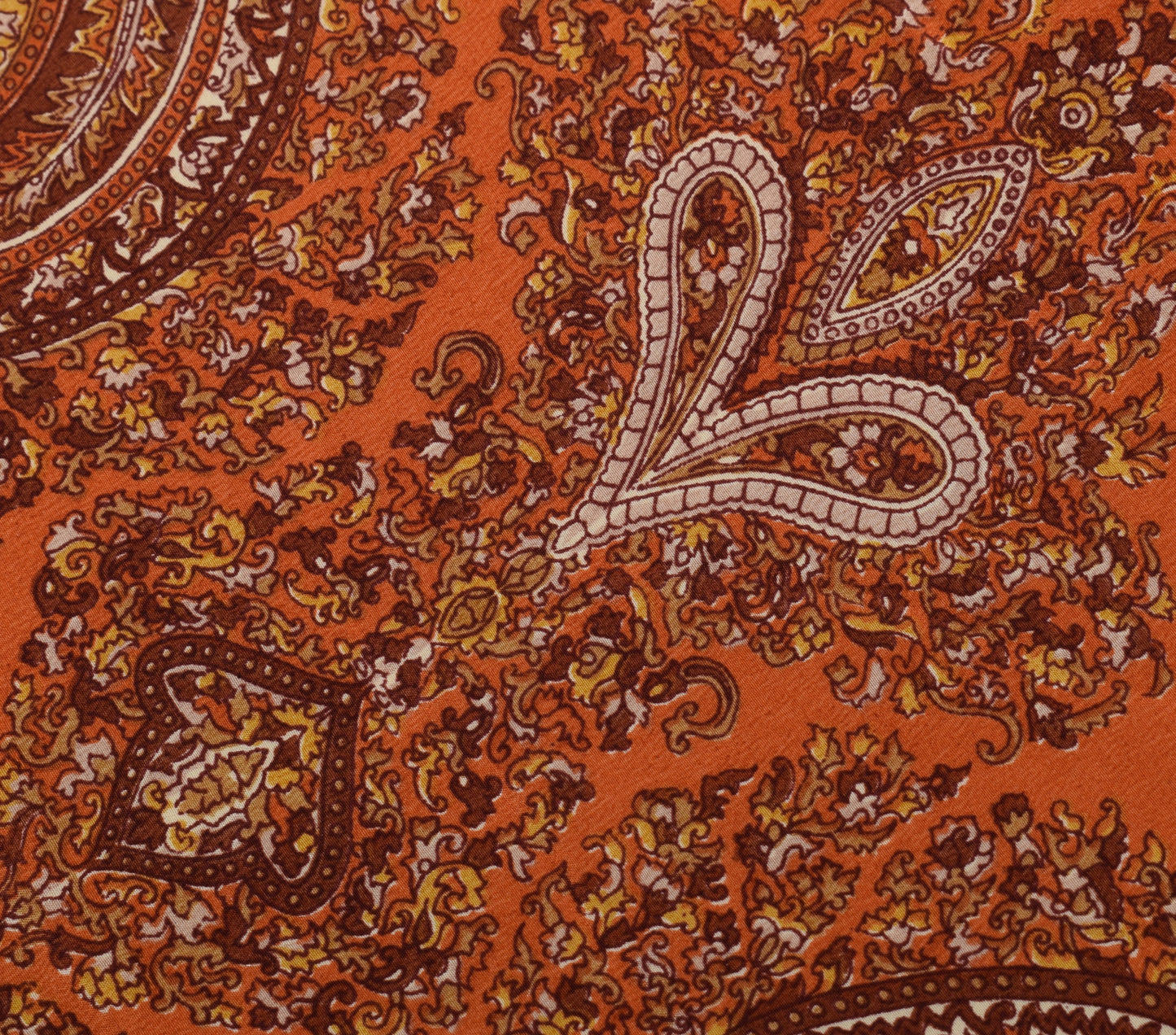 Sushila Vintage Brown Dupatta 100% Pure Crepe Silk Printed Floral Long Stole