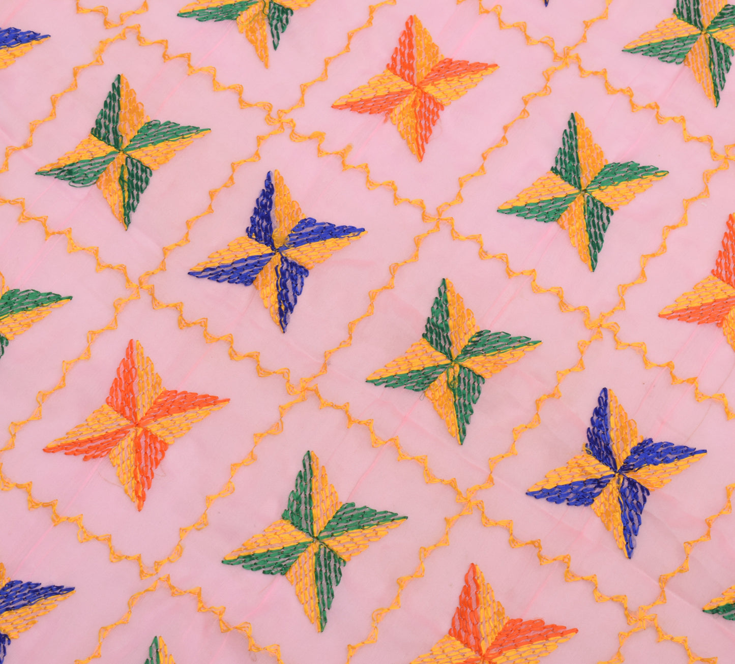 Sushila Vintage Pink Dupatta Blend Chiffon Silk Phulkari Embroidered Long Stole
