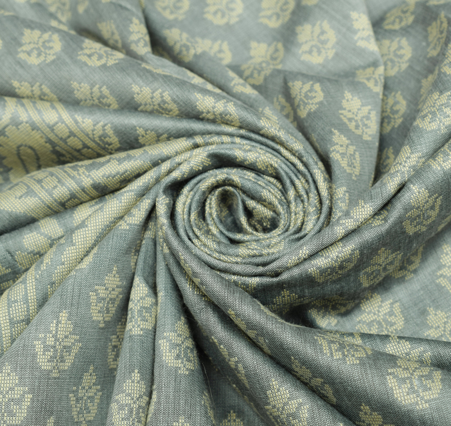 Sushila Vintage Gray Indian Dupatta Blend Silk All Over Woven Floral Long Stole