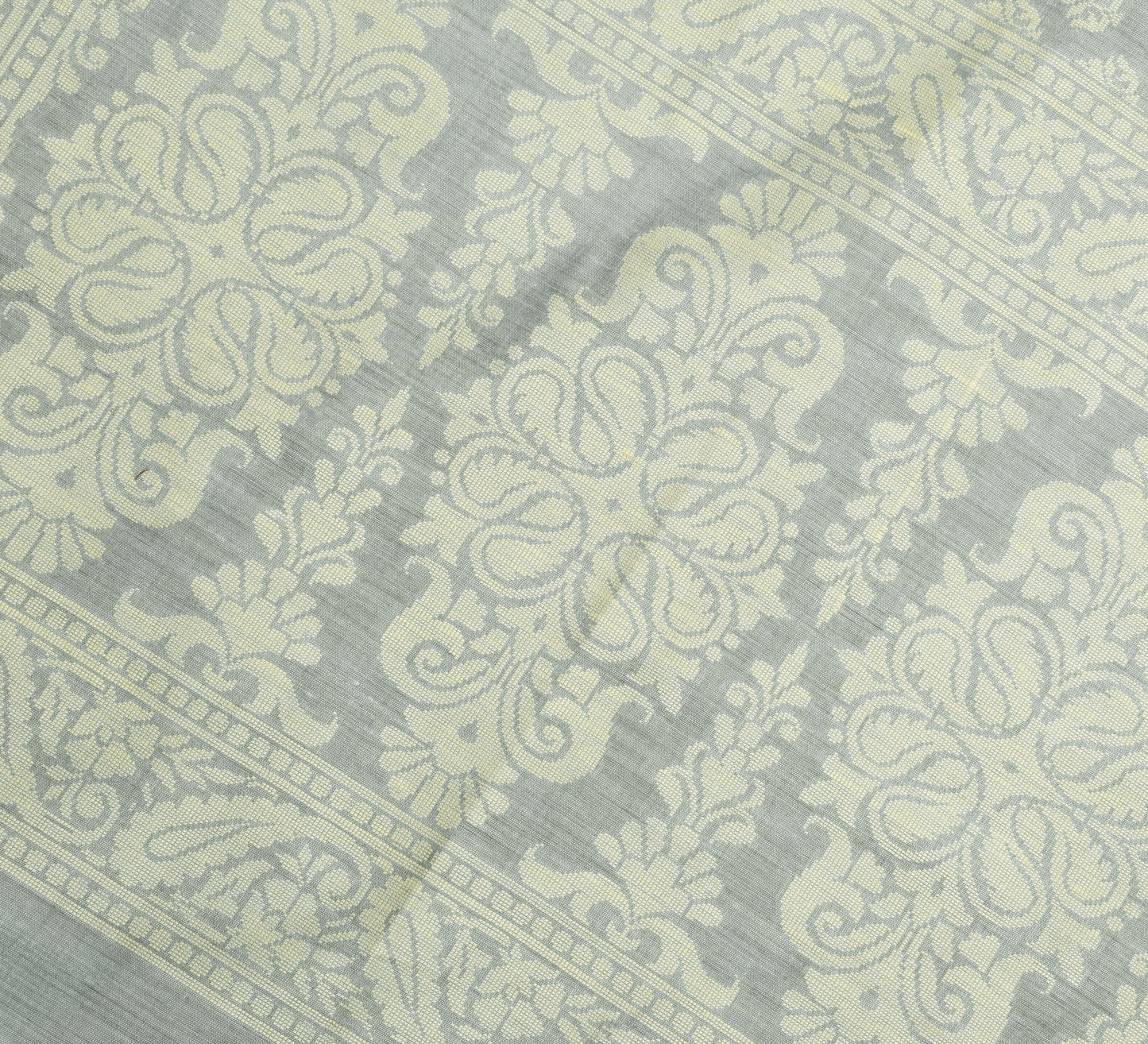 Sushila Vintage Gray Indian Dupatta Blend Silk All Over Woven Floral Long Stole