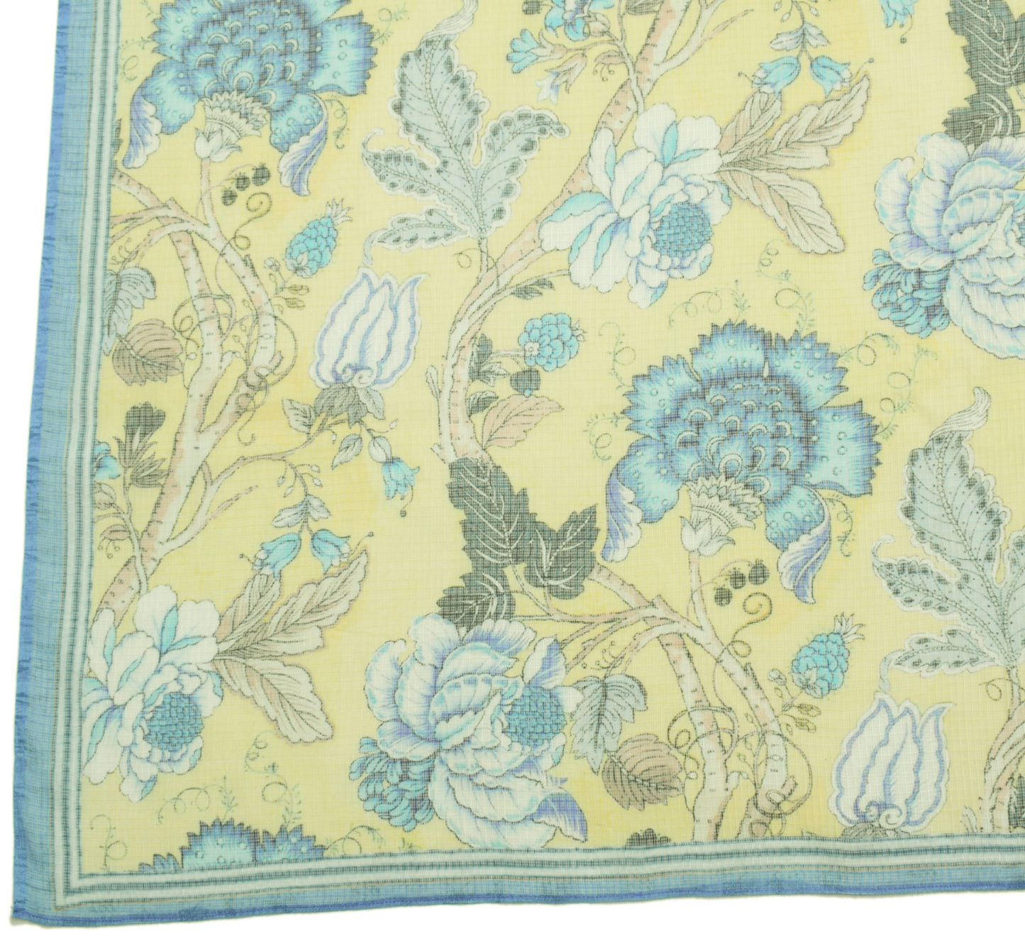 Sushila Vintage Yellow Dupatta 100% Pure Cotton Printed Floral Long Stole Hijab
