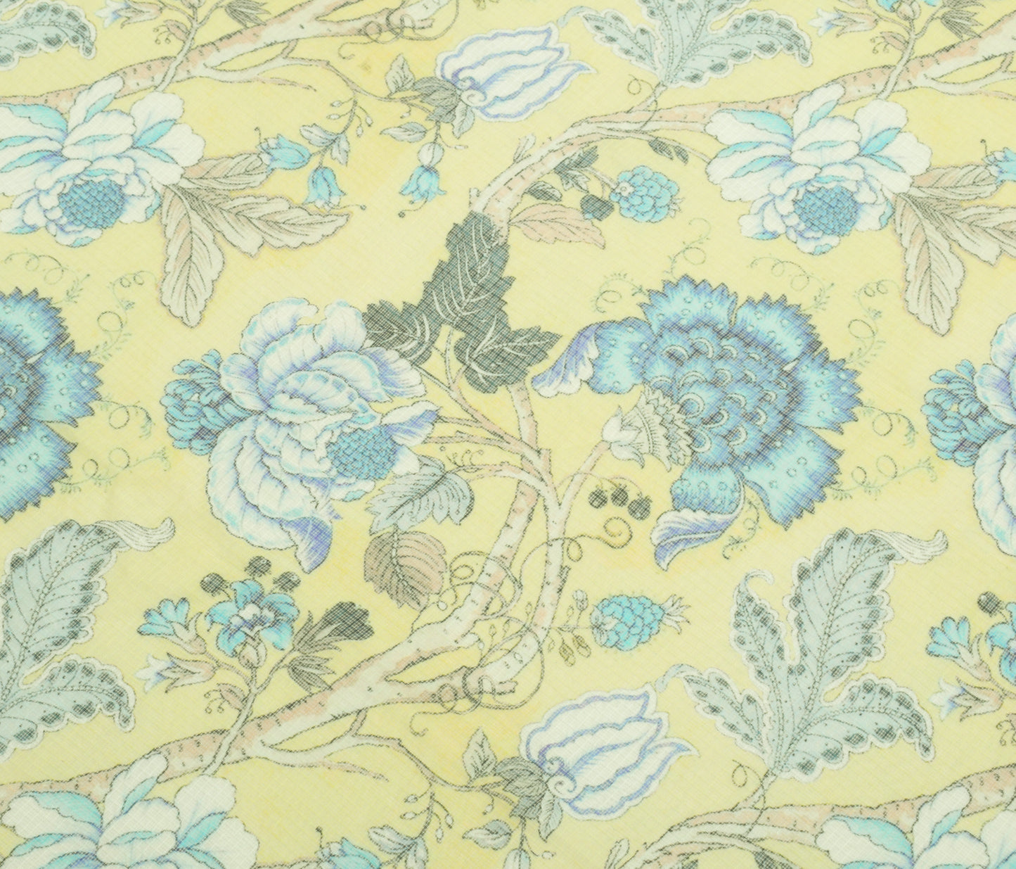 Sushila Vintage Yellow Dupatta 100% Pure Cotton Printed Floral Long Stole Hijab
