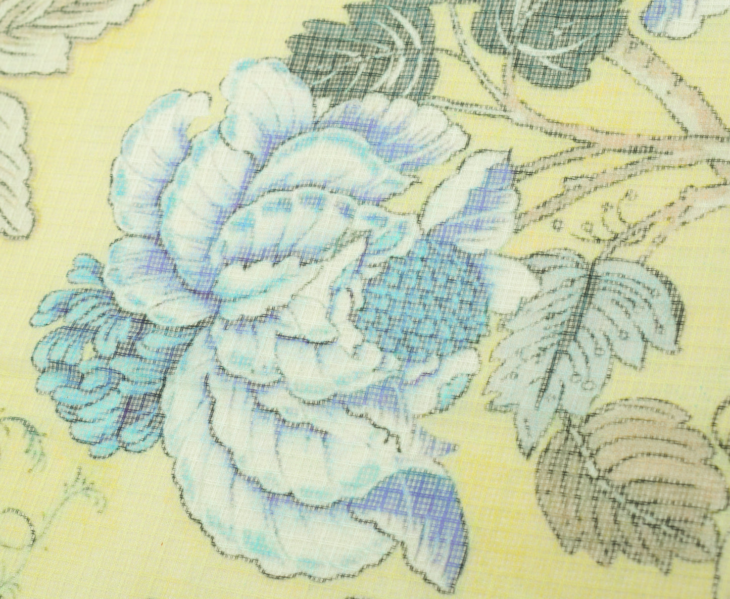 Sushila Vintage Yellow Dupatta 100% Pure Cotton Printed Floral Long Stole Hijab