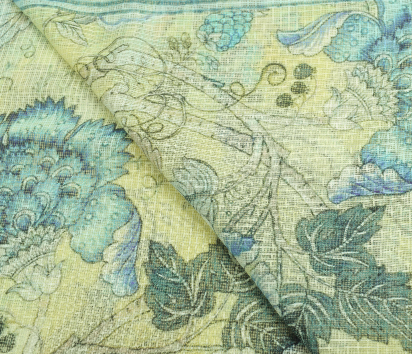 Sushila Vintage Yellow Dupatta 100% Pure Cotton Printed Floral Long Stole Hijab