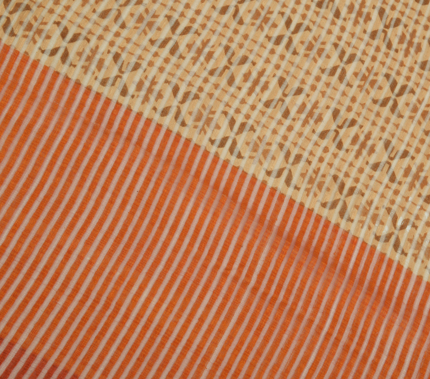 Sushila Vintage Indian Dupatta 100% Pure Silk Woven Strips Long Stole Veil Wrap