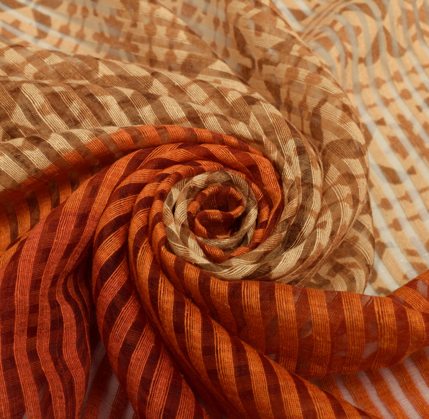 Sushila Vintage Indian Dupatta 100% Pure Silk Woven Strips Long Stole Veil Wrap