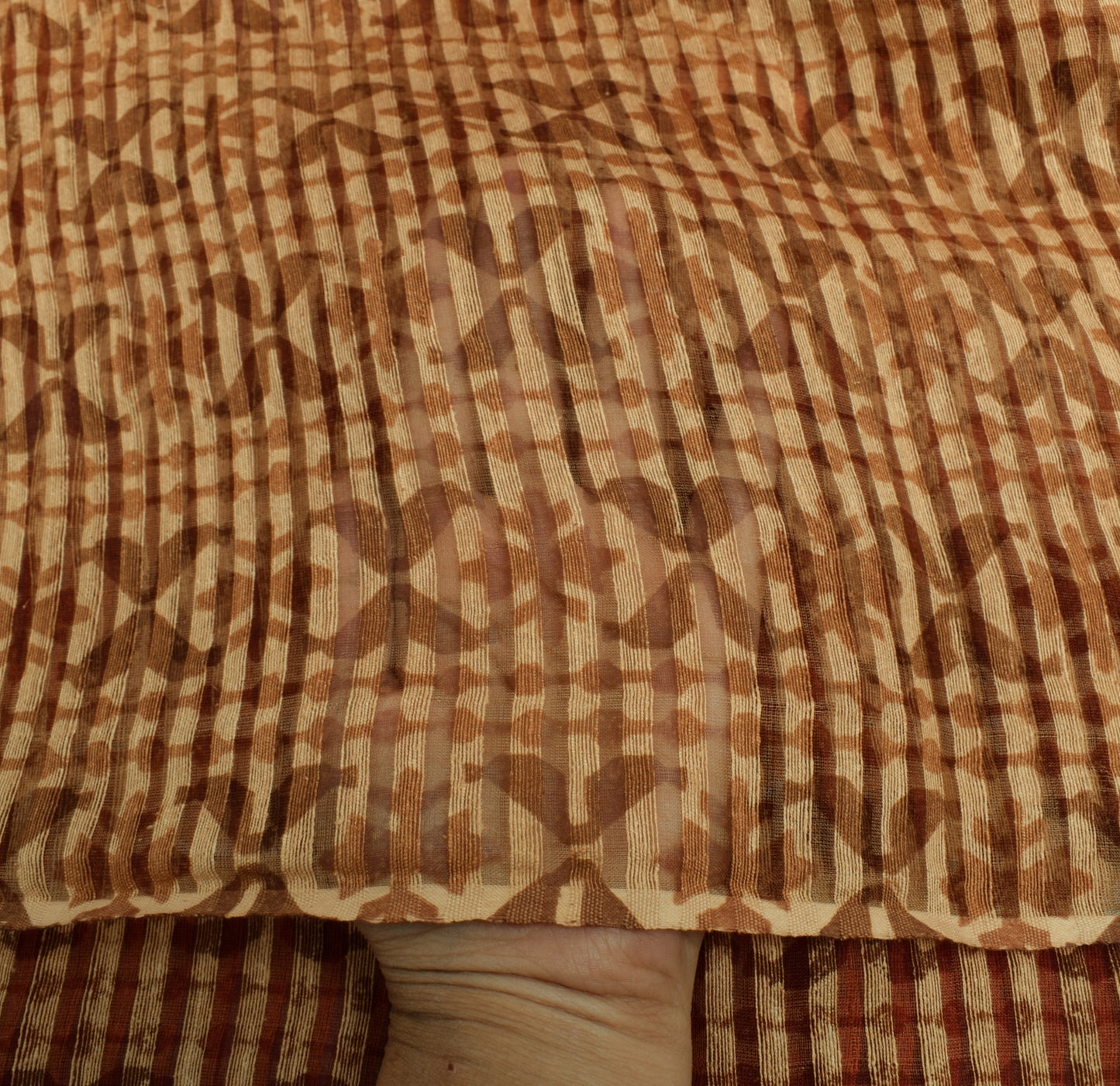 Sushila Vintage Indian Dupatta 100% Pure Silk Woven Strips Long Stole Veil Wrap