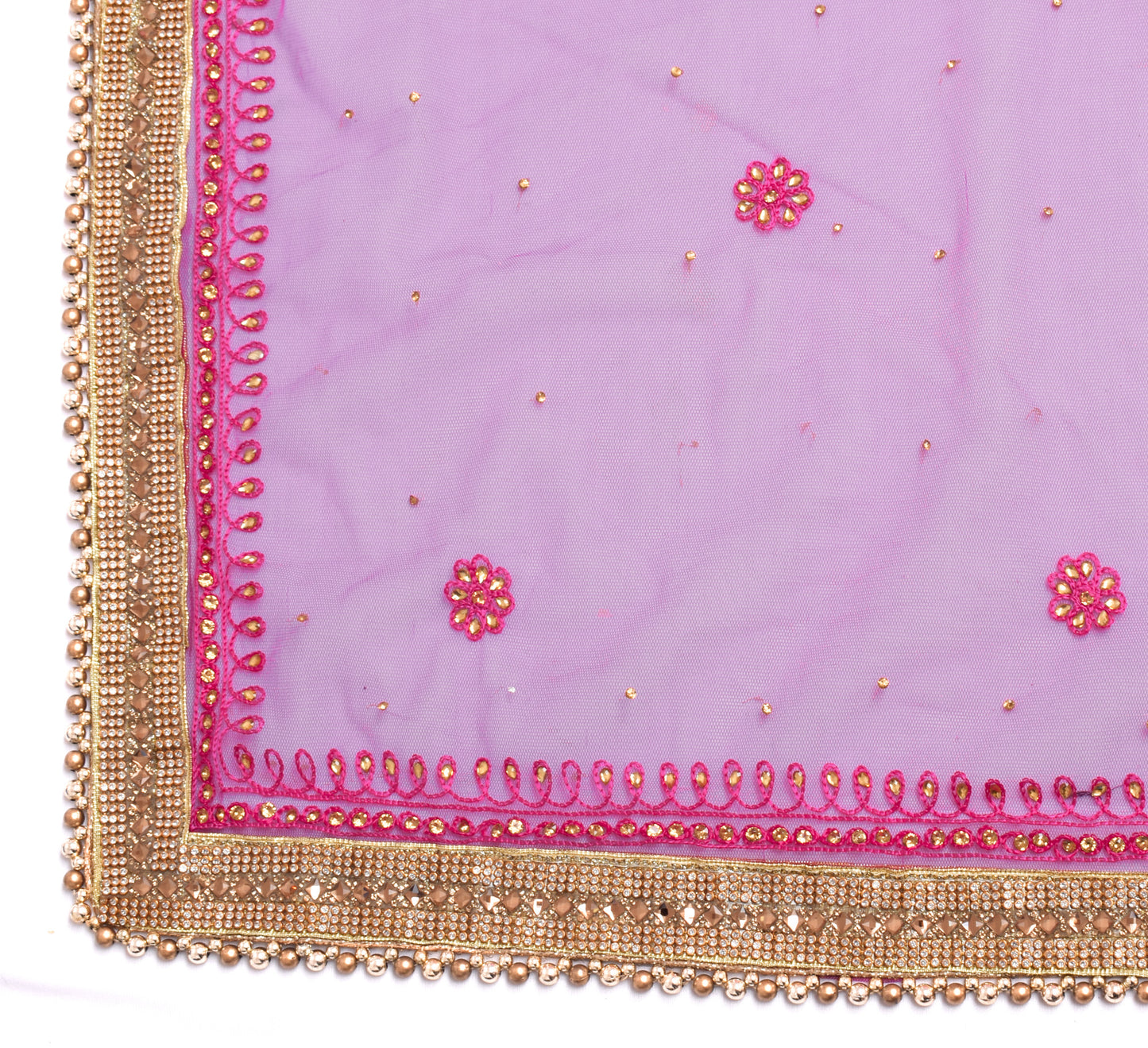 Sushila Vintage Magenta Net Heavy Border Dupatta Embroidered Floral Long Stole