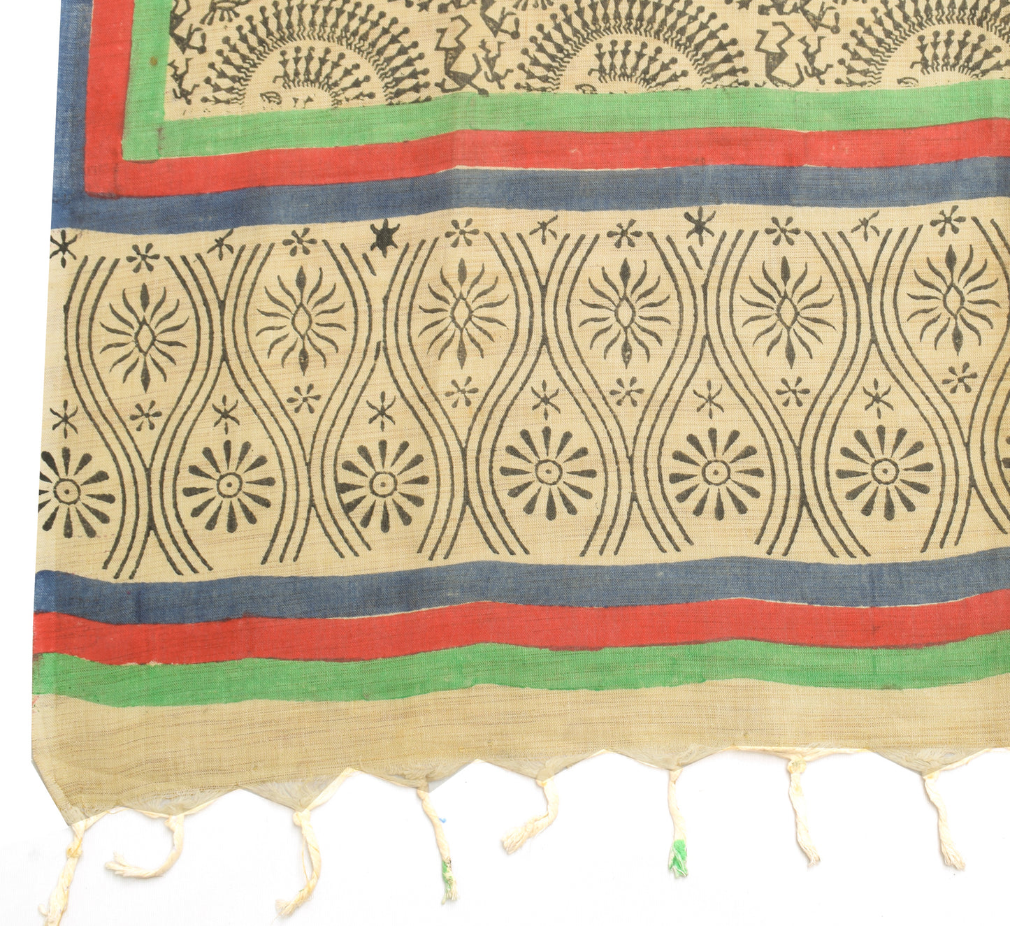 Sushila Vintage Cream Dupatta 100% Pure Cotton Bhagalpuri Printed Long Stole