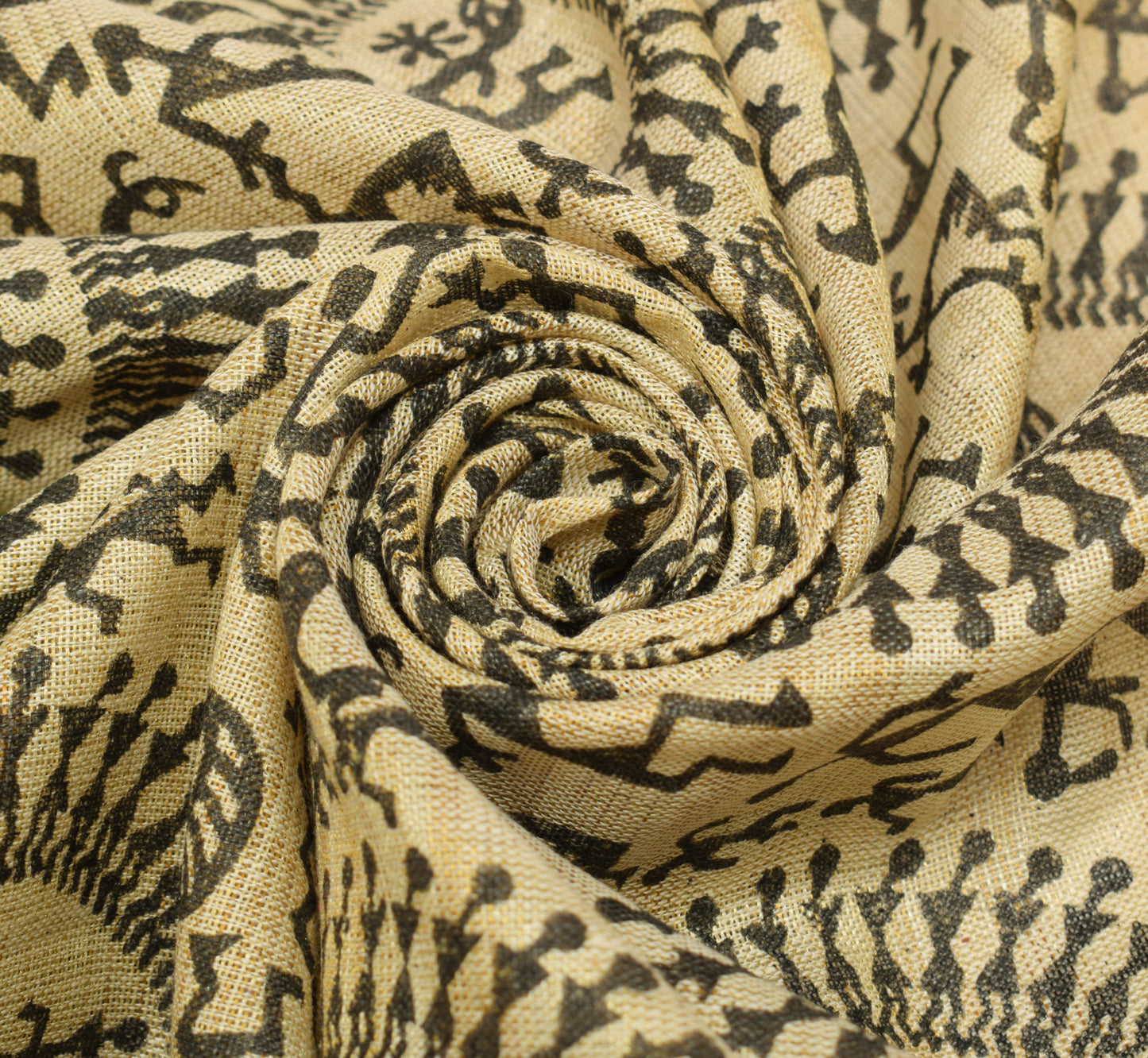 Sushila Vintage Cream Dupatta 100% Pure Cotton Bhagalpuri Printed Long Stole