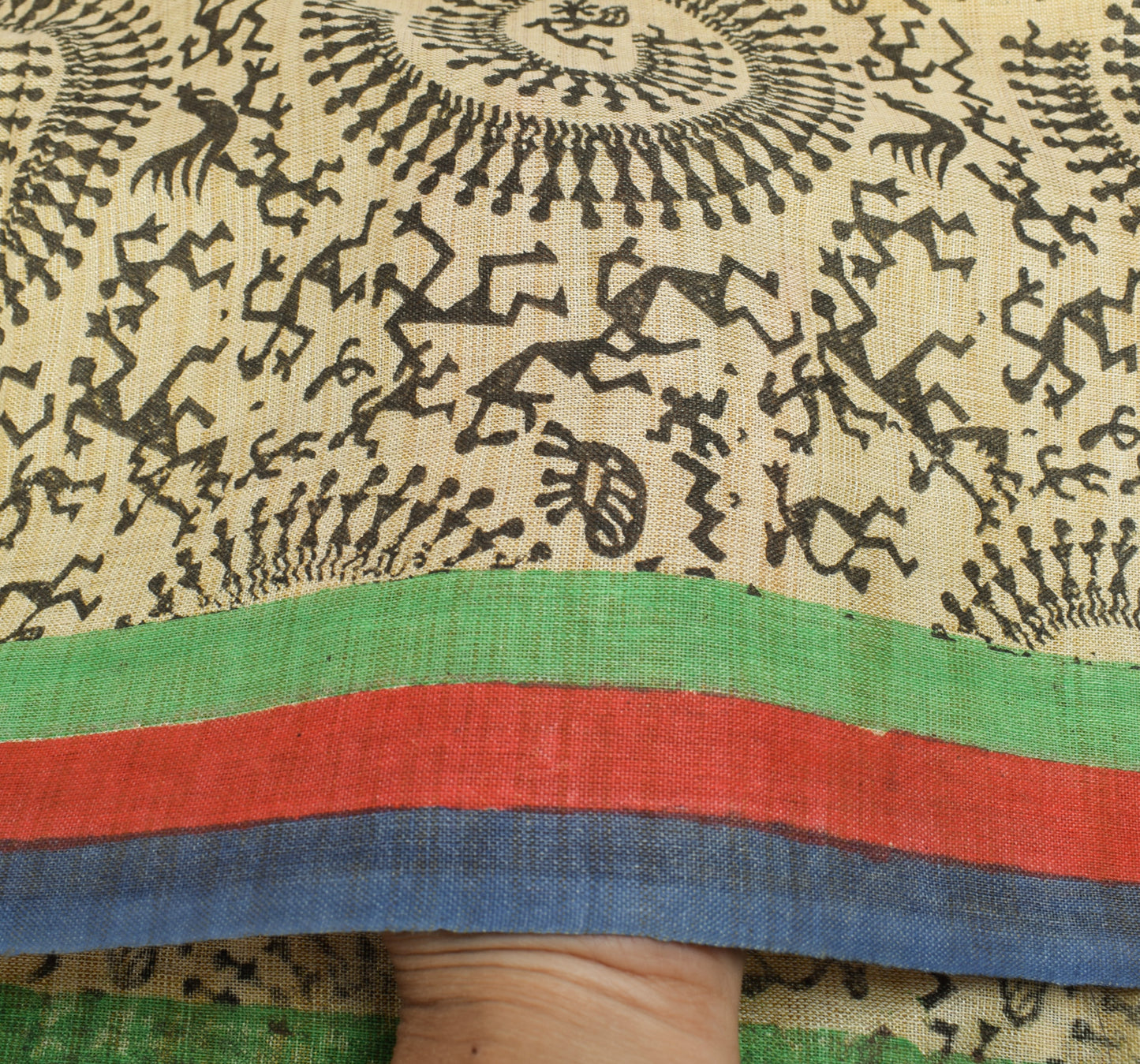 Sushila Vintage Cream Dupatta 100% Pure Cotton Bhagalpuri Printed Long Stole