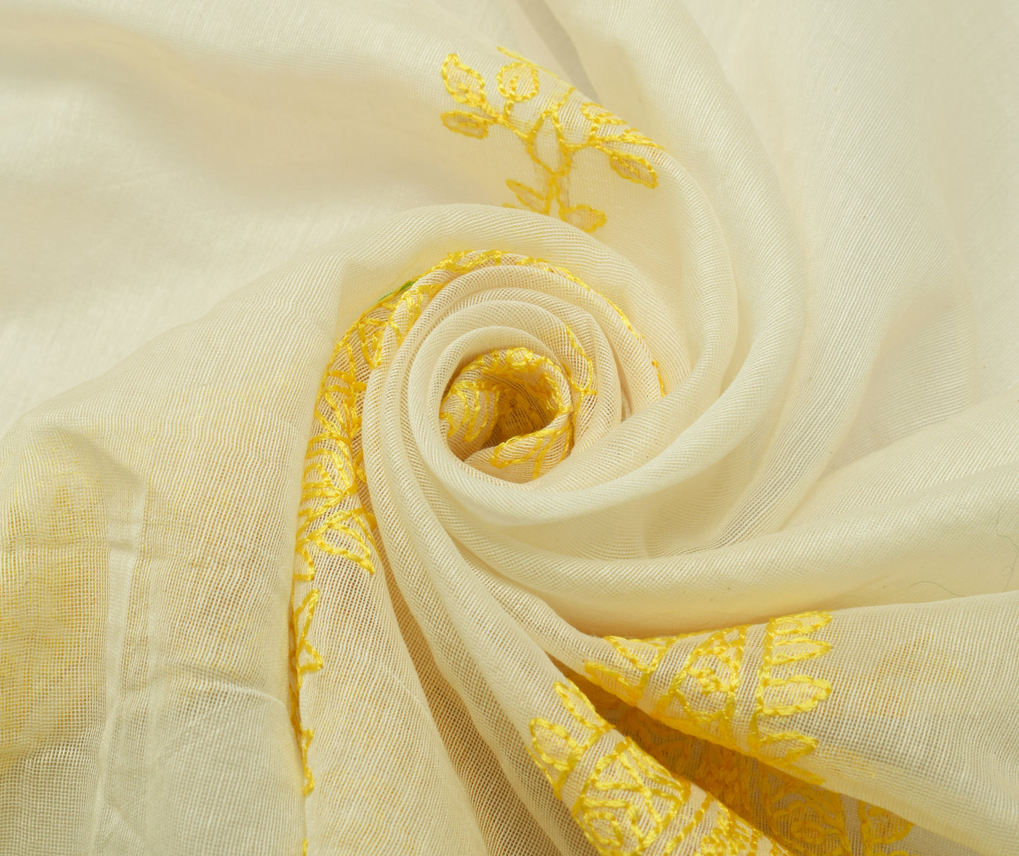 Sushila Vintage Off White Indian Dupatta Blend Silk Embroidered Long Stole Wrap