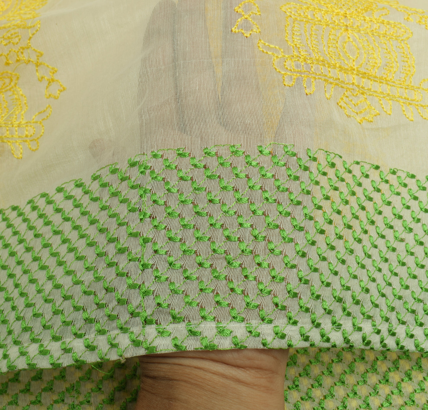 Sushila Vintage Off White Indian Dupatta Blend Silk Embroidered Long Stole Wrap