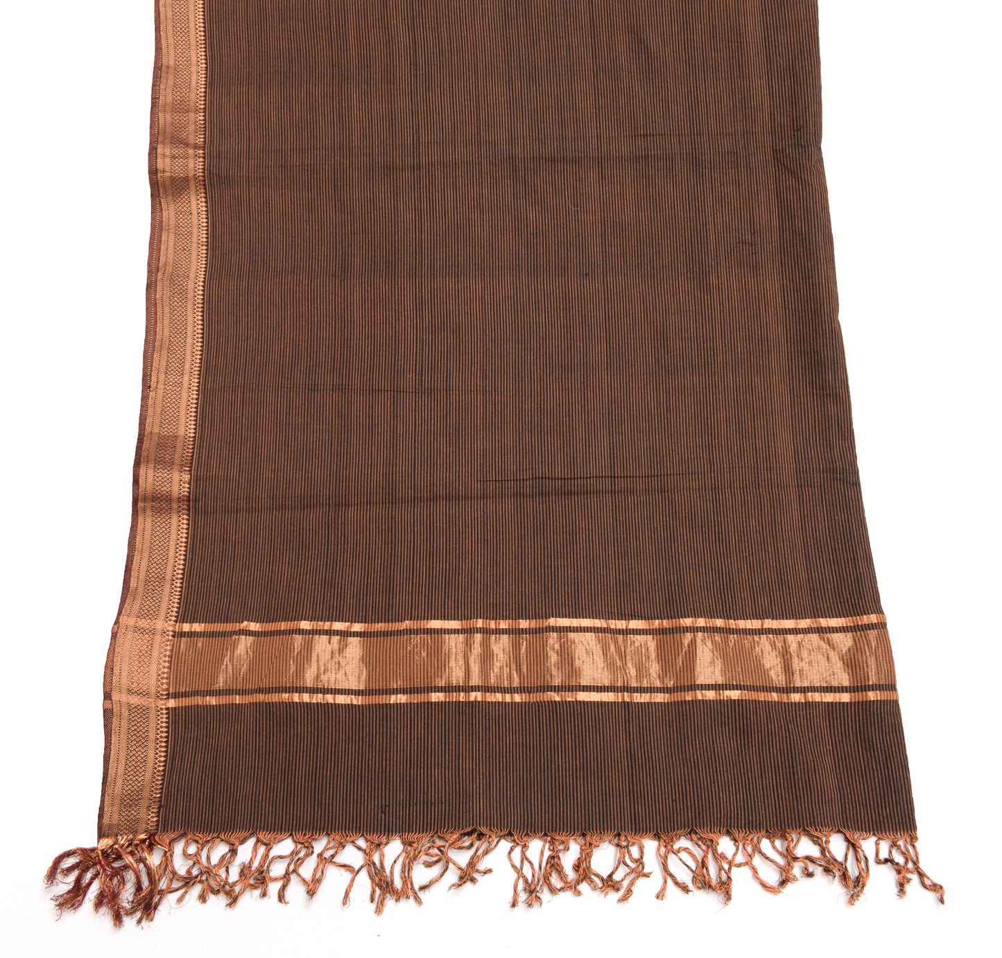 Sushila Vintage Black Indian Dupatta 100% Pure Cotton Woven Strips Long Stole