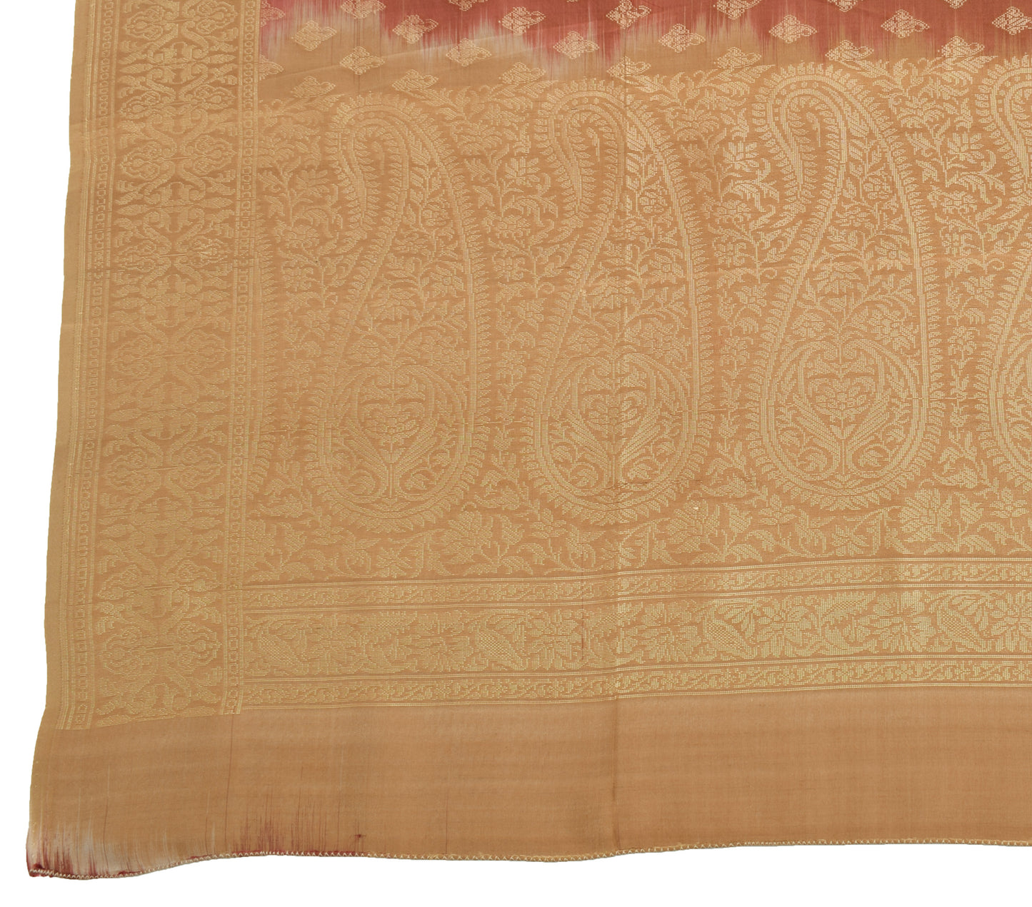 Sushila Vintage Brown Dupatta 100% Pure Silk All Over Woven Floral Long Stole