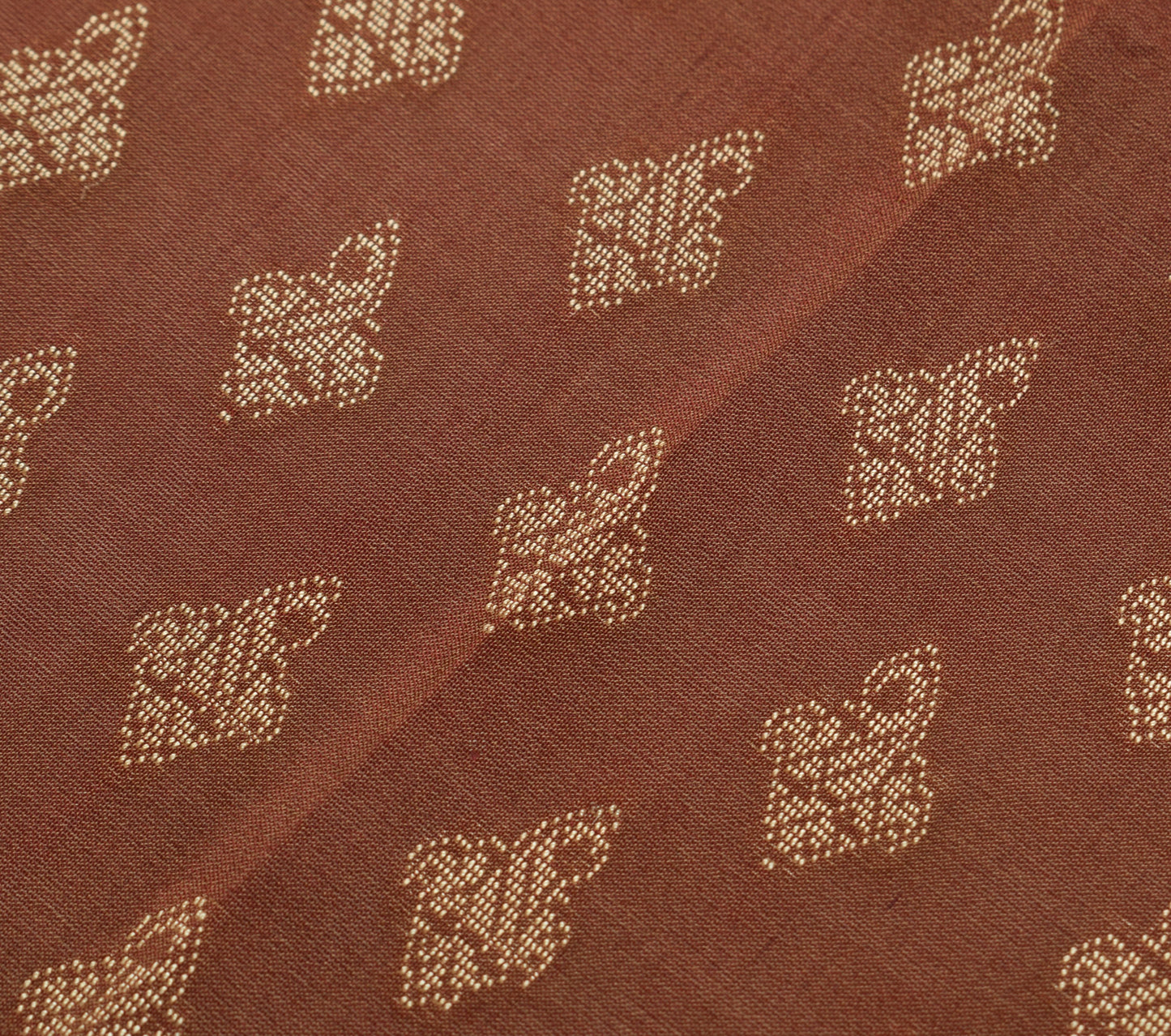 Sushila Vintage Brown Dupatta 100% Pure Silk All Over Woven Floral Long Stole