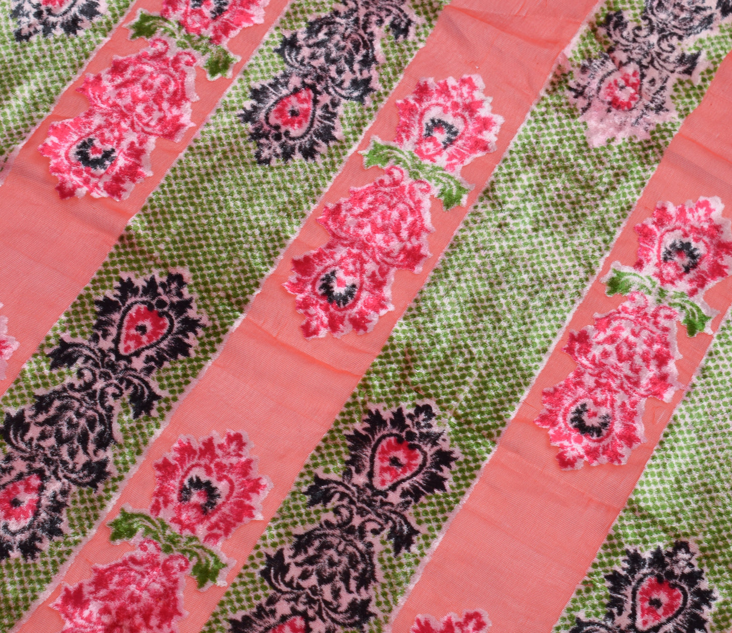 Sushila Vintage Dark Pink Indian Dupatta Velvet Woven Floral Long Stole Scarves