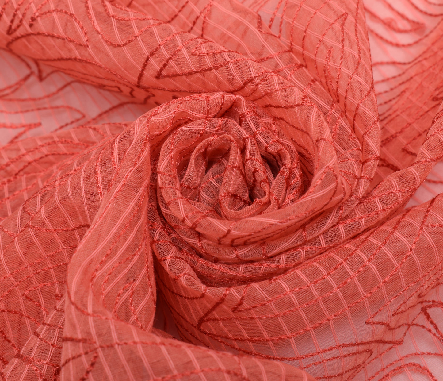 Sushila Vintage Peach Indian Dupatta Blend Silk Embroidered Long Stole Veil Wrap
