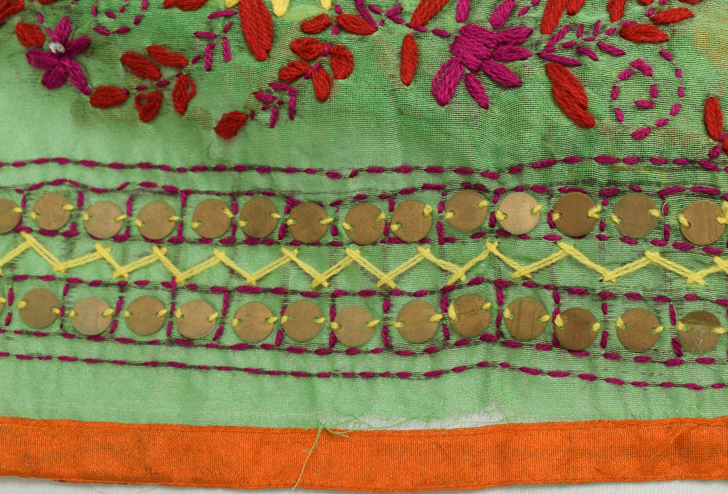 Sushila Vintage Green Dupatta Blend Silk Hand Embroidered Floral Long Stole Wrap