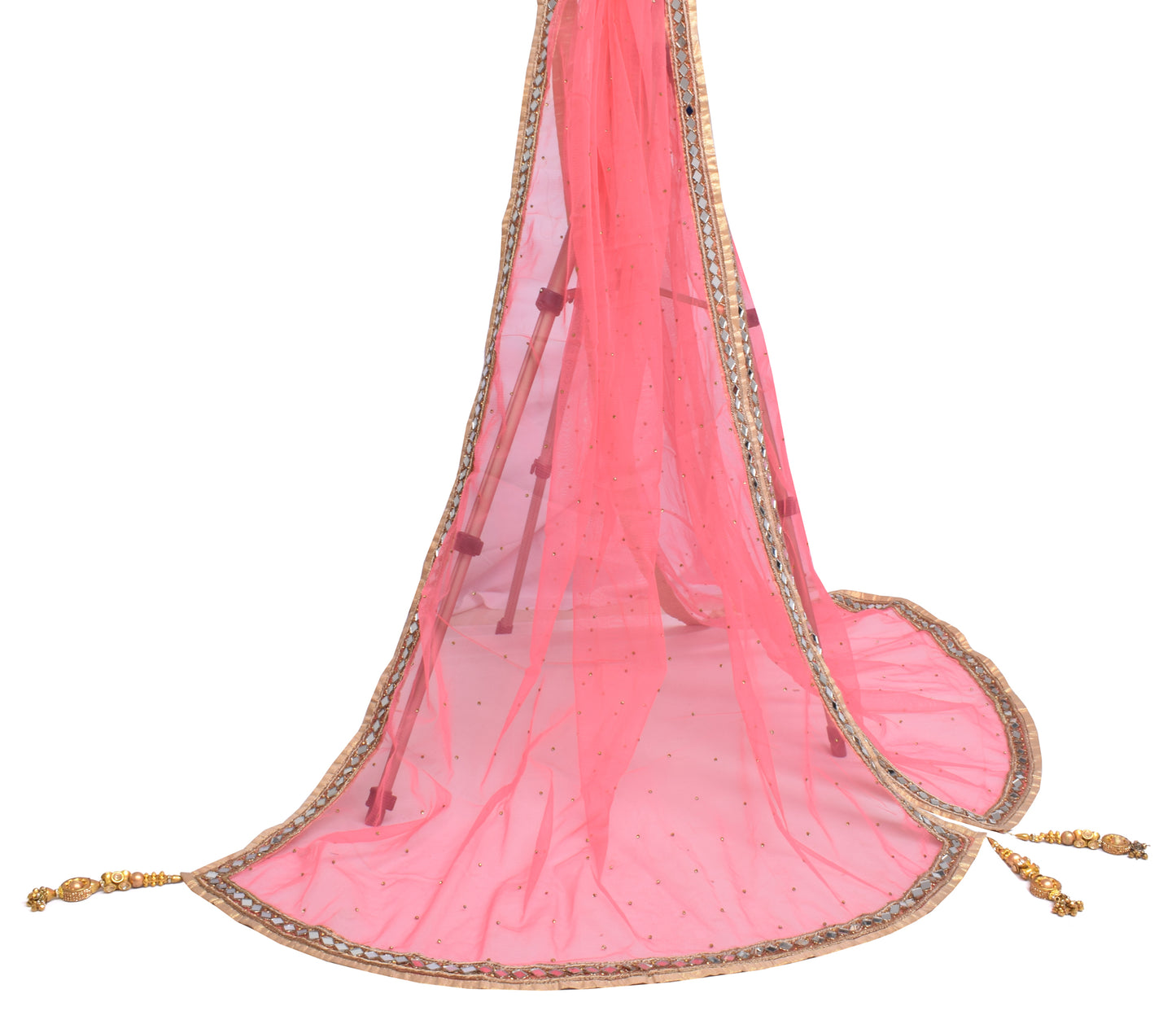 Sushila Vintage Indian Dupatta Net Mesh Beaded Long Stole Scarves Hijab