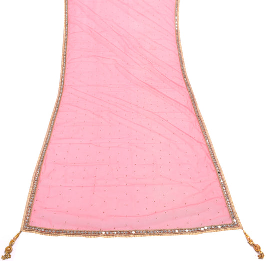 Sushila Vintage Indian Dupatta Net Mesh Beaded Long Stole Scarves Hijab
