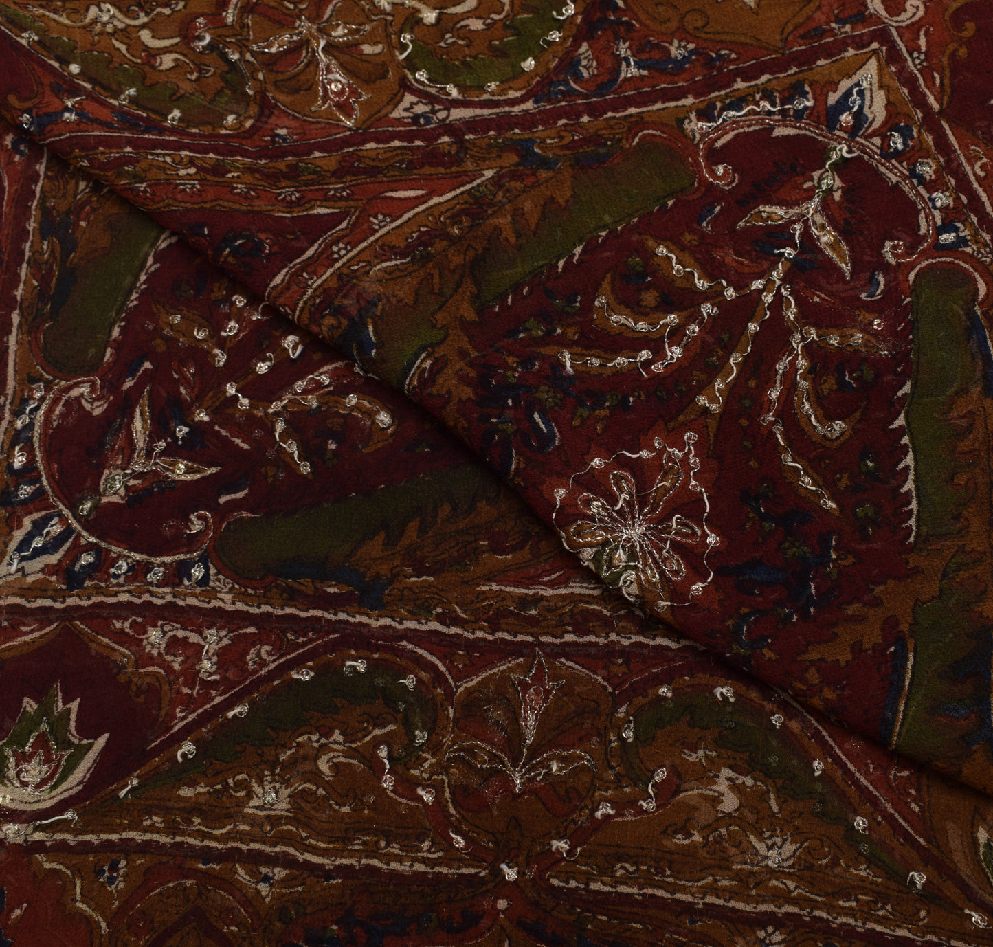 Sushila Vintage Maroon Dupatta 100% Pure Georgette Silk Printed Long Stole Wrap