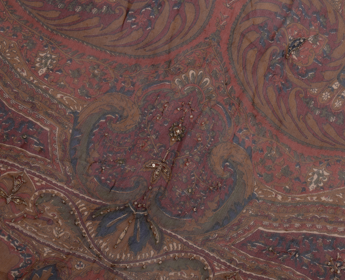 Sushila Vintage Maroon Dupatta 100% Pure Georgette Silk Printed Long Stole Wrap