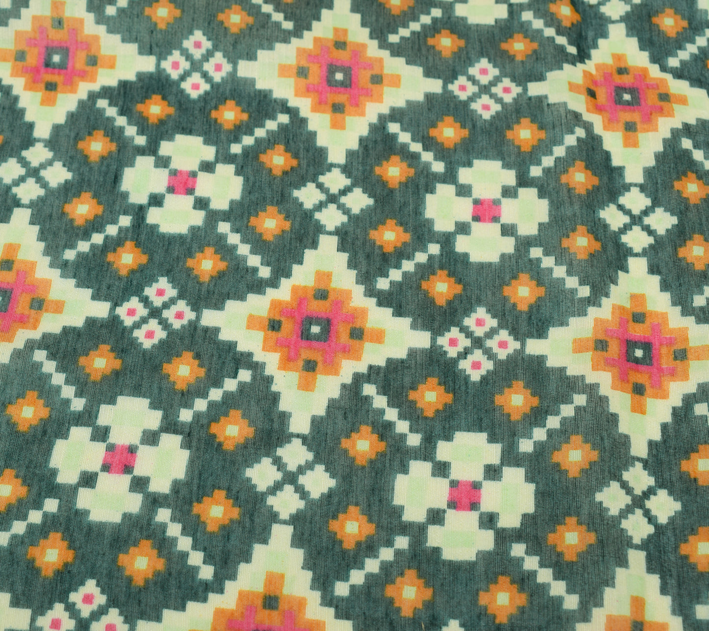 Sushila Vintage Green Dupatta Blend Cotton Geometrical Printed Long Stole Hijab