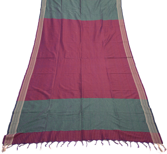 Sushila Vintage Purple Indian Dupatta Blend Silk Woven Checks Long Stole Hijab