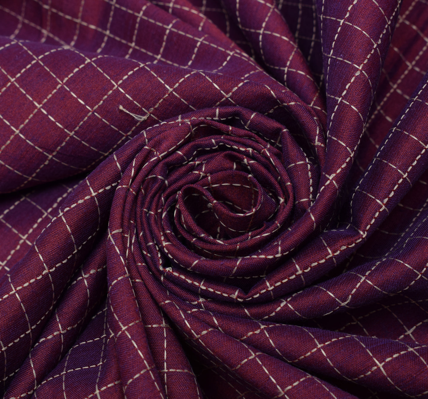 Sushila Vintage Purple Indian Dupatta Blend Silk Woven Checks Long Stole Hijab