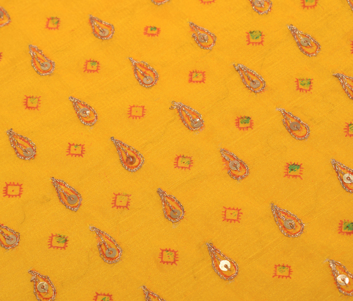 Sushila Vintage Dark Yellow Dupatta Art Silk Hand Beaded Long Stole Scarves Wrap