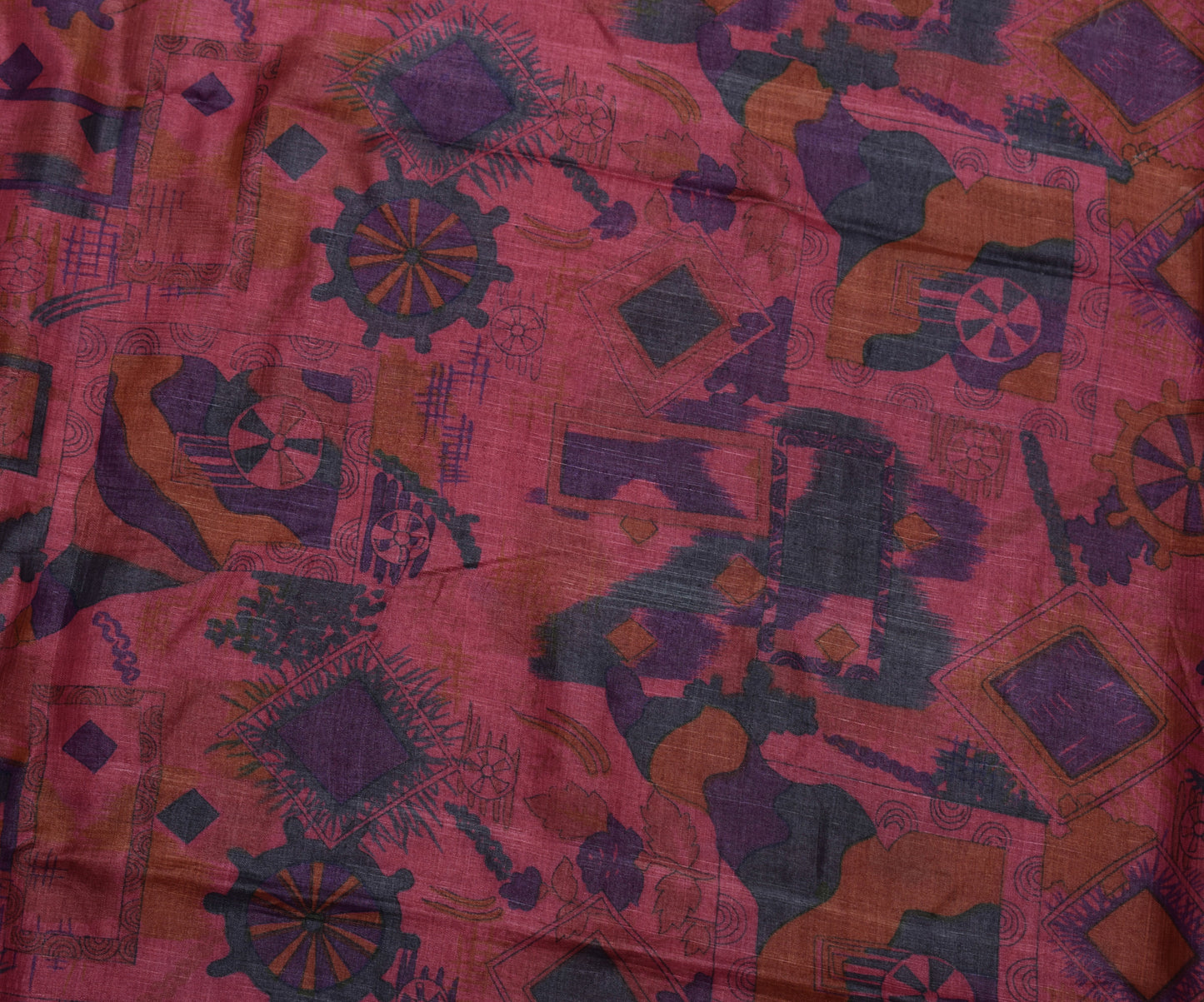 Sushila Vintage Dark Pink Indian Dupatta 100% Pure Silk Printed Long Stole Hijab
