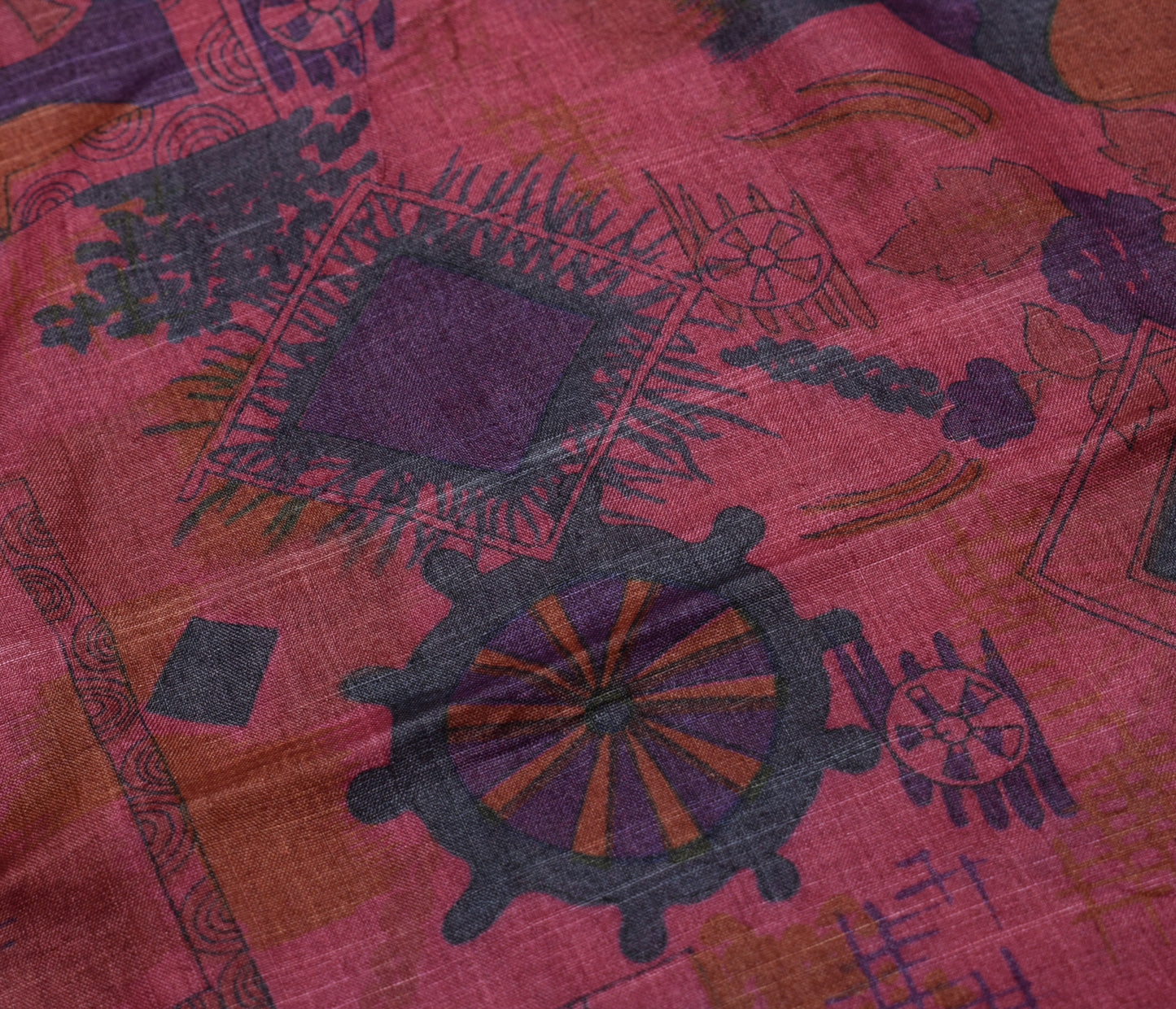 Sushila Vintage Dark Pink Indian Dupatta 100% Pure Silk Printed Long Stole Hijab