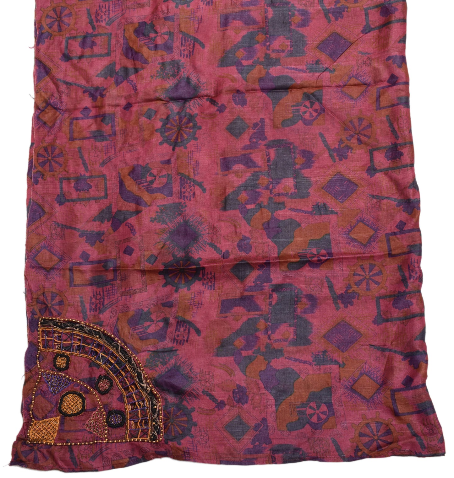 Sushila Vintage Dark Pink Indian Dupatta 100% Pure Silk Printed Long Stole Hijab