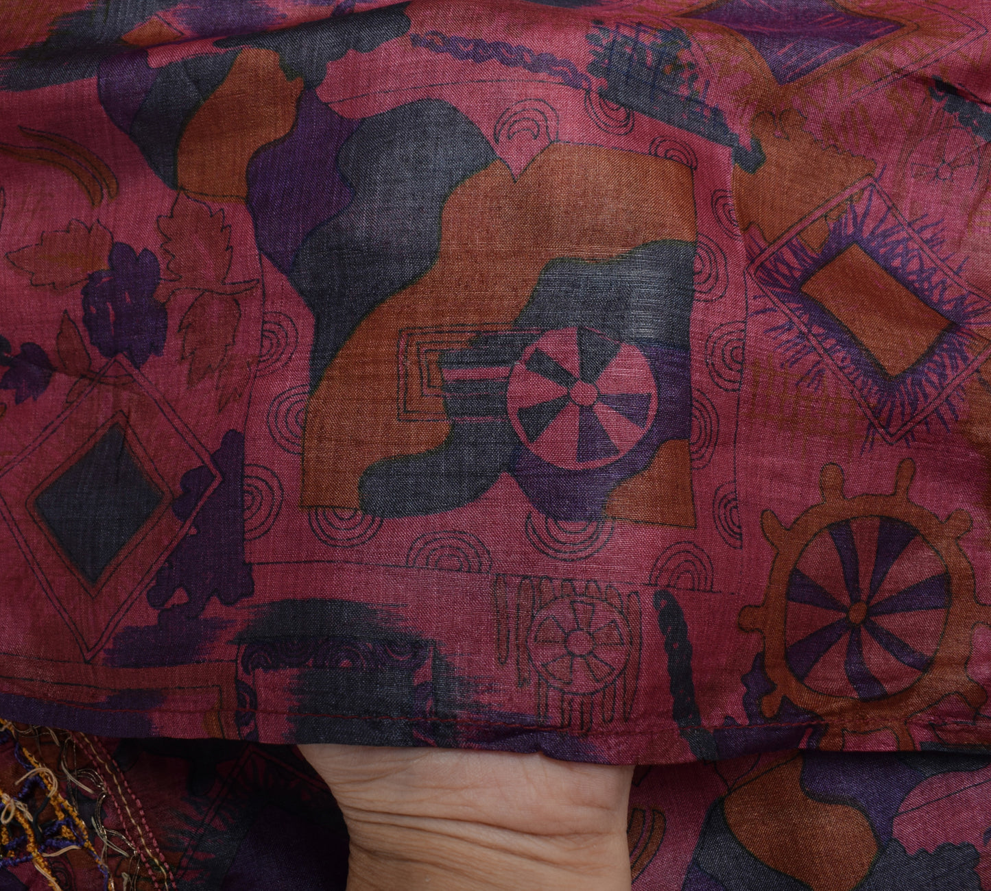 Sushila Vintage Dark Pink Indian Dupatta 100% Pure Silk Printed Long Stole Hijab