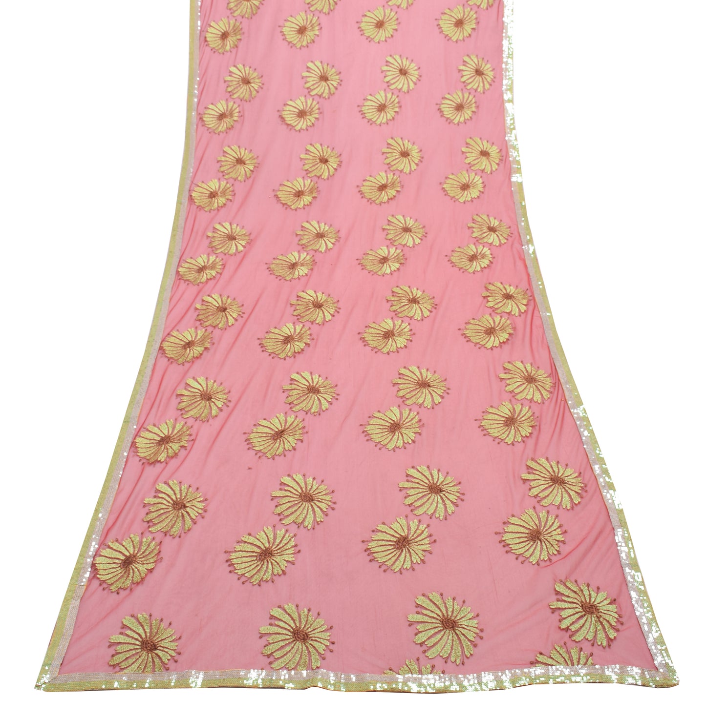 Sushila Vintage Red Dupatta Net Mesh Embroidered Floral Long Stole Wrap Veil