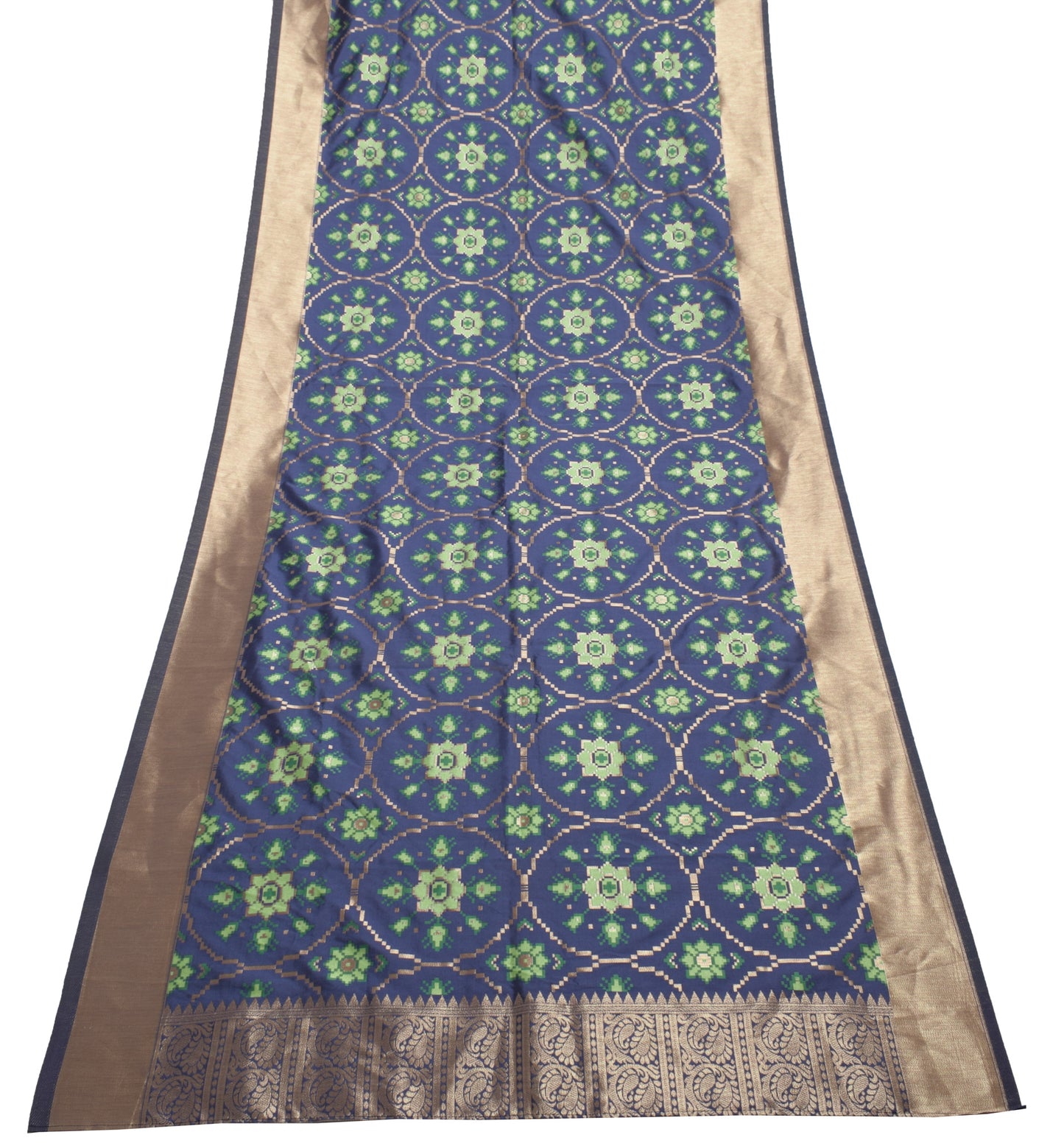 Sushila Vintage Grayish Blue Dupatta Art Silk Woven Floral Long Stole Wrap Veil