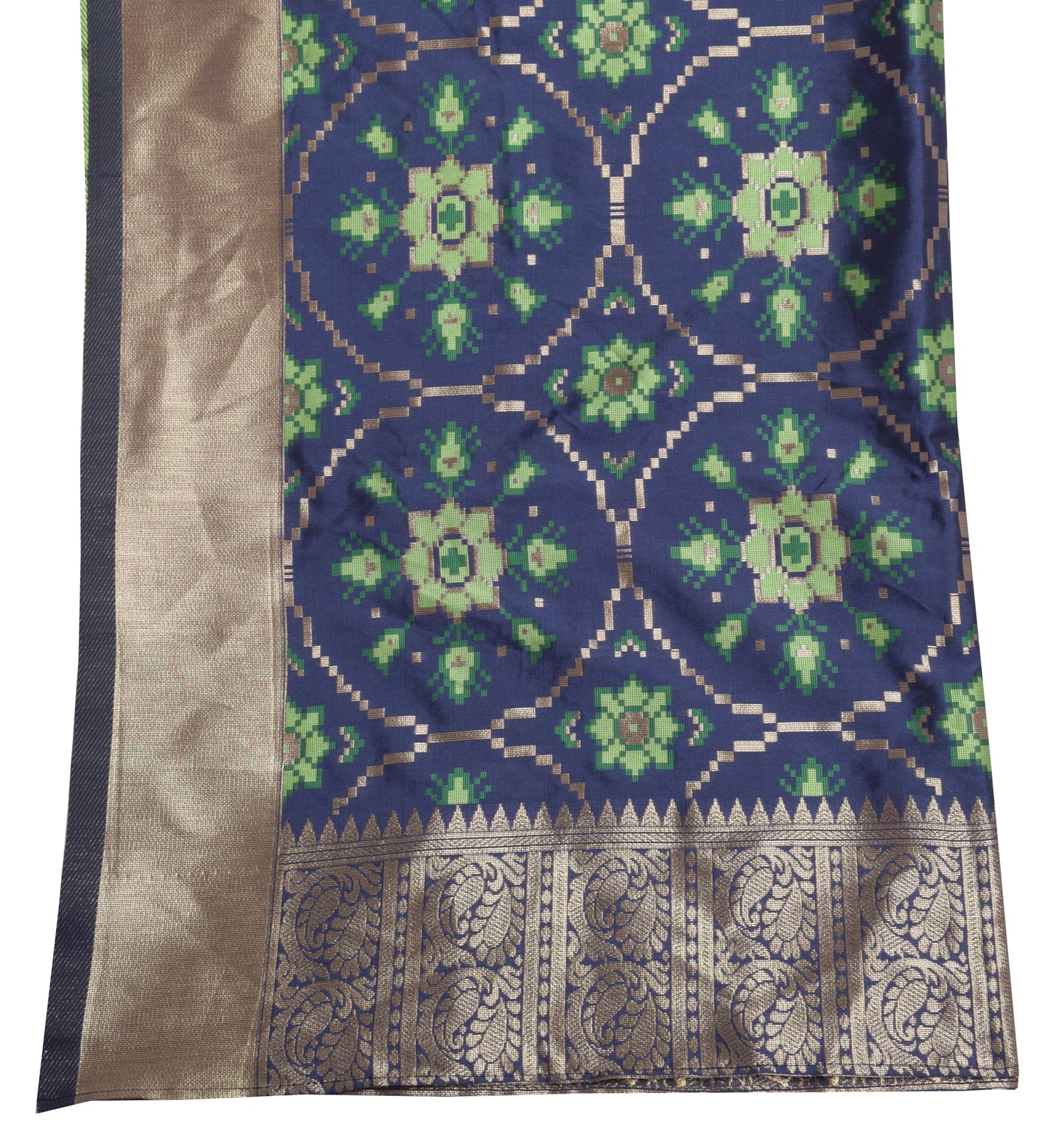 Sushila Vintage Grayish Blue Dupatta Art Silk Woven Floral Long Stole Wrap Veil
