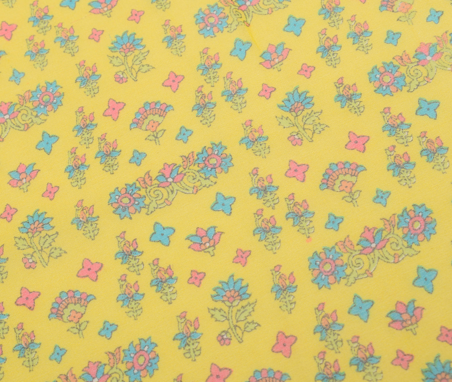 Sushila Vintage Yellow Dupatta 100%Pure Georgette Silk Printed Floral Long Stole