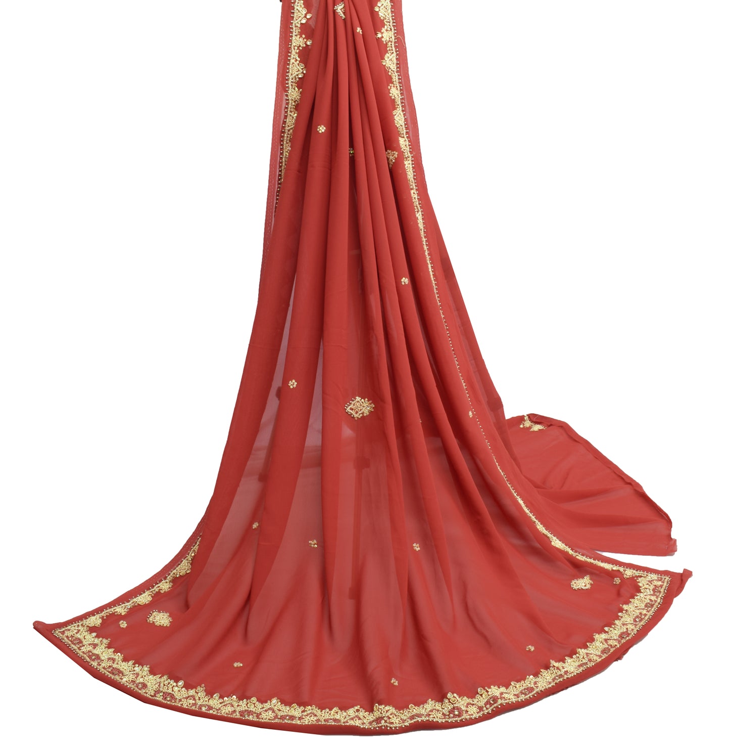 Sushila Vintage Dupatta Blend Georgette Silk Hand Beaded Floral Long Stole Wrap