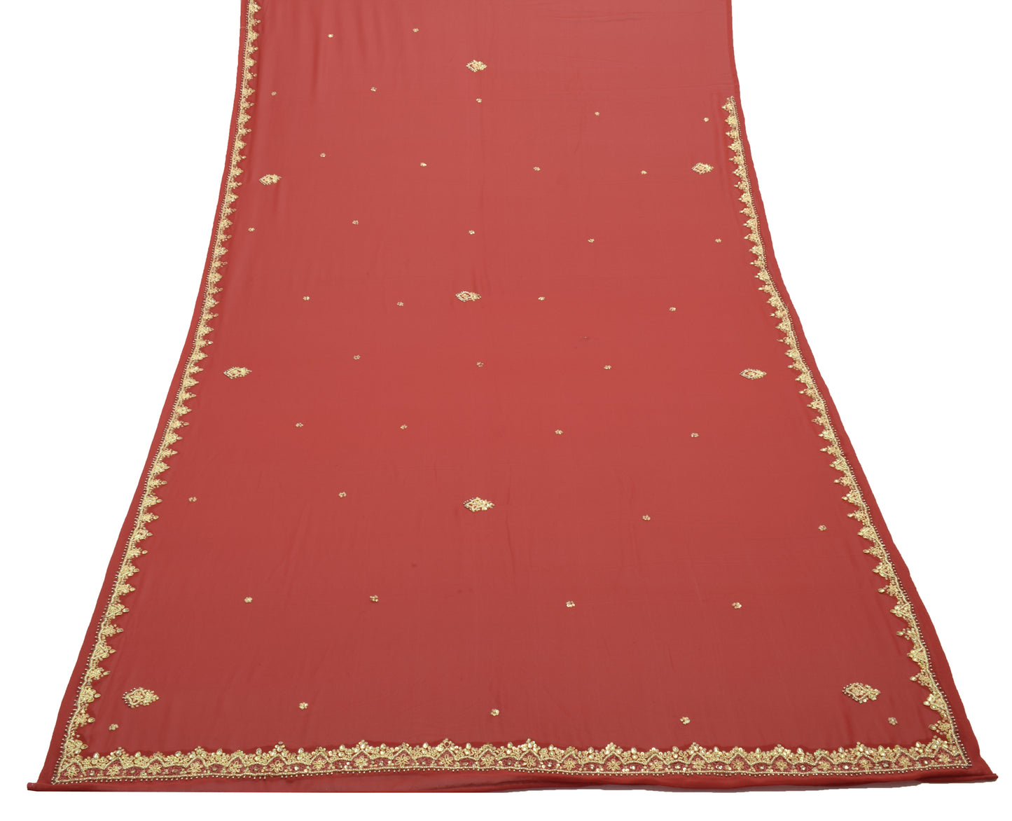 Sushila Vintage Dupatta Blend Georgette Silk Hand Beaded Floral Long Stole Wrap