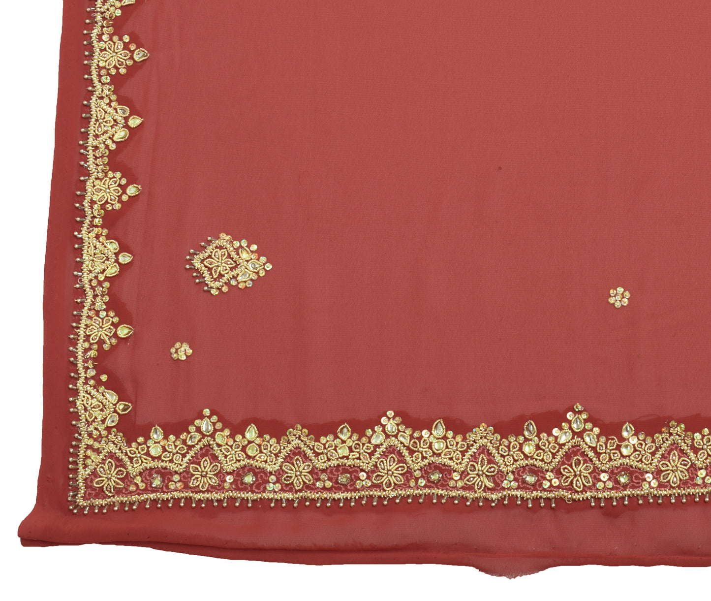 Sushila Vintage Dupatta Blend Georgette Silk Hand Beaded Floral Long Stole Wrap