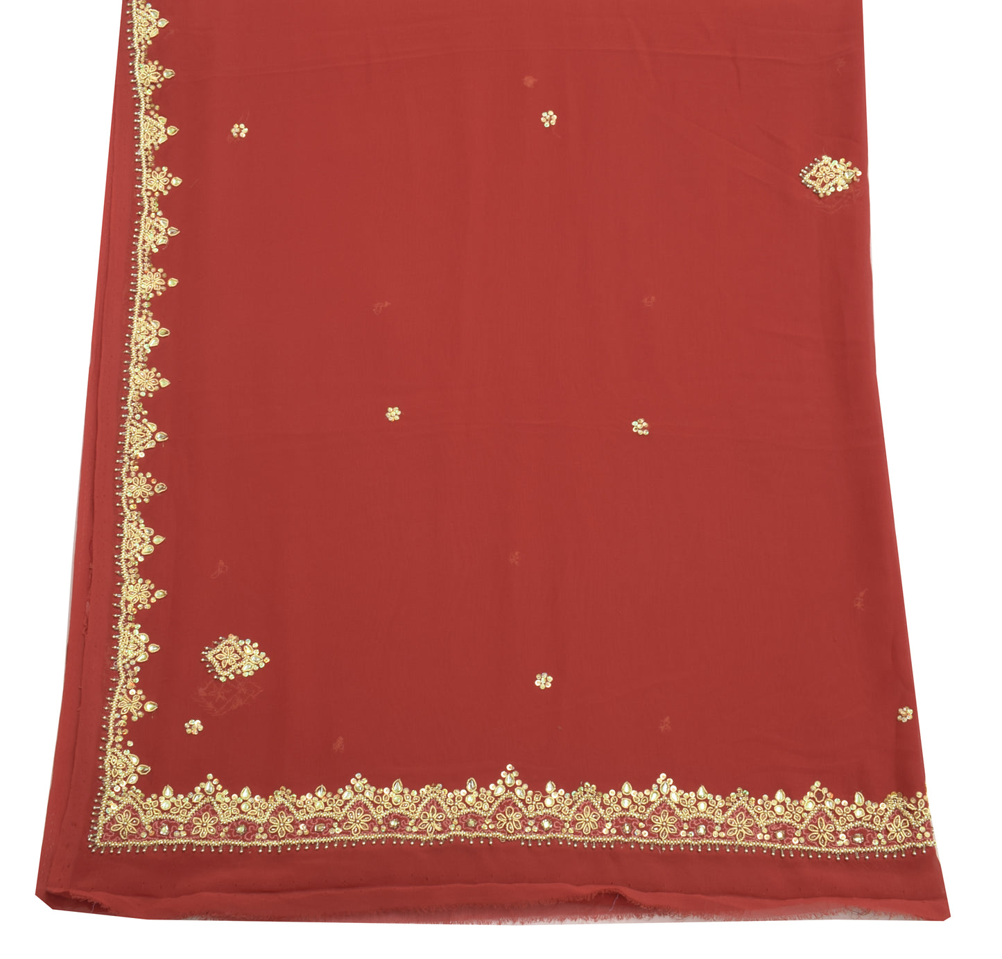 Sushila Vintage Dupatta Blend Georgette Silk Hand Beaded Floral Long Stole Wrap