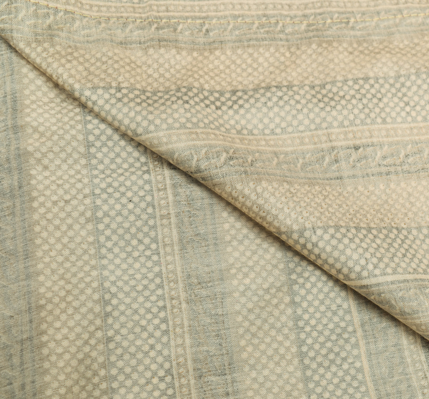 Sushila Vintage Cream & Gray Dupatta Blend Cotton Printed Paisley Long Stole