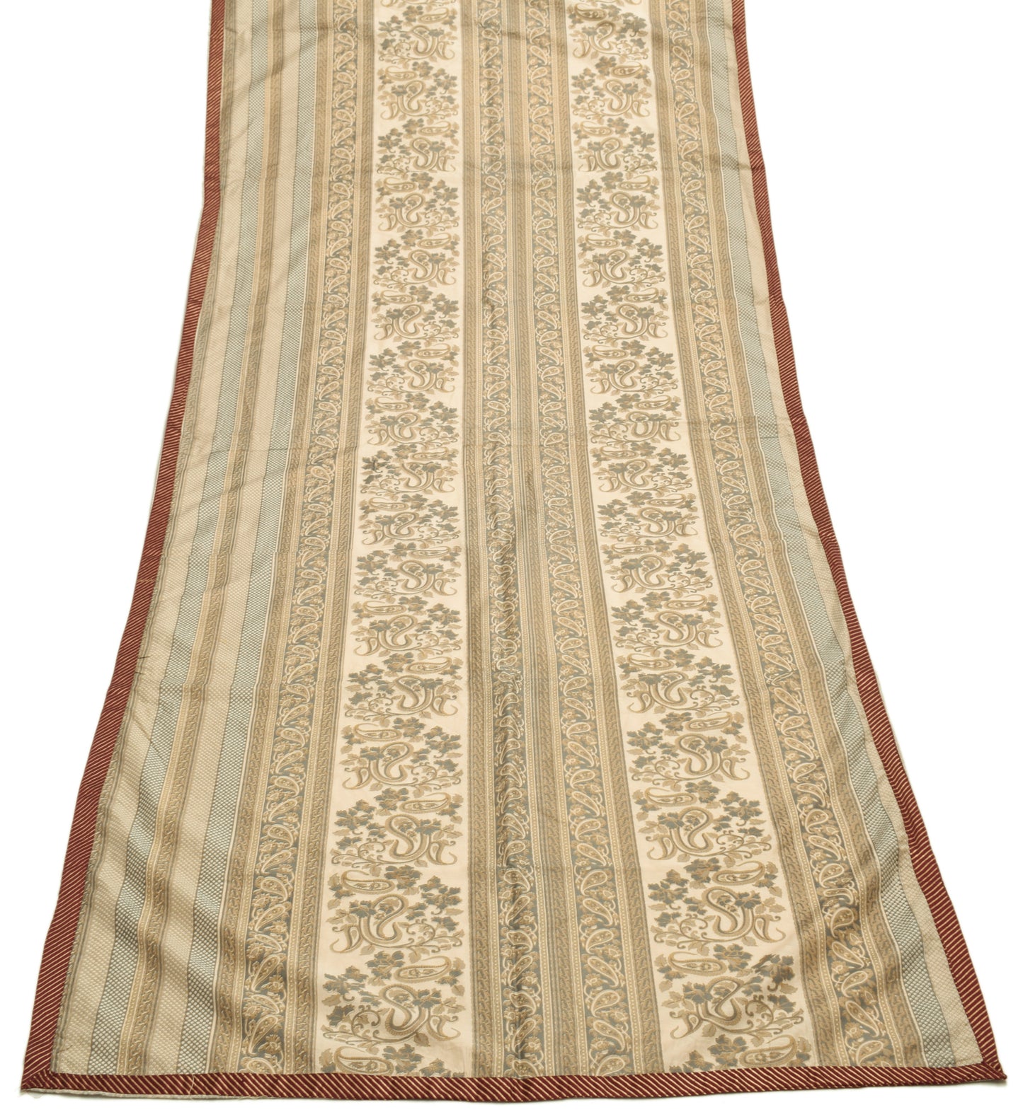 Sushila Vintage Cream & Gray Dupatta Blend Cotton Printed Paisley Long Stole