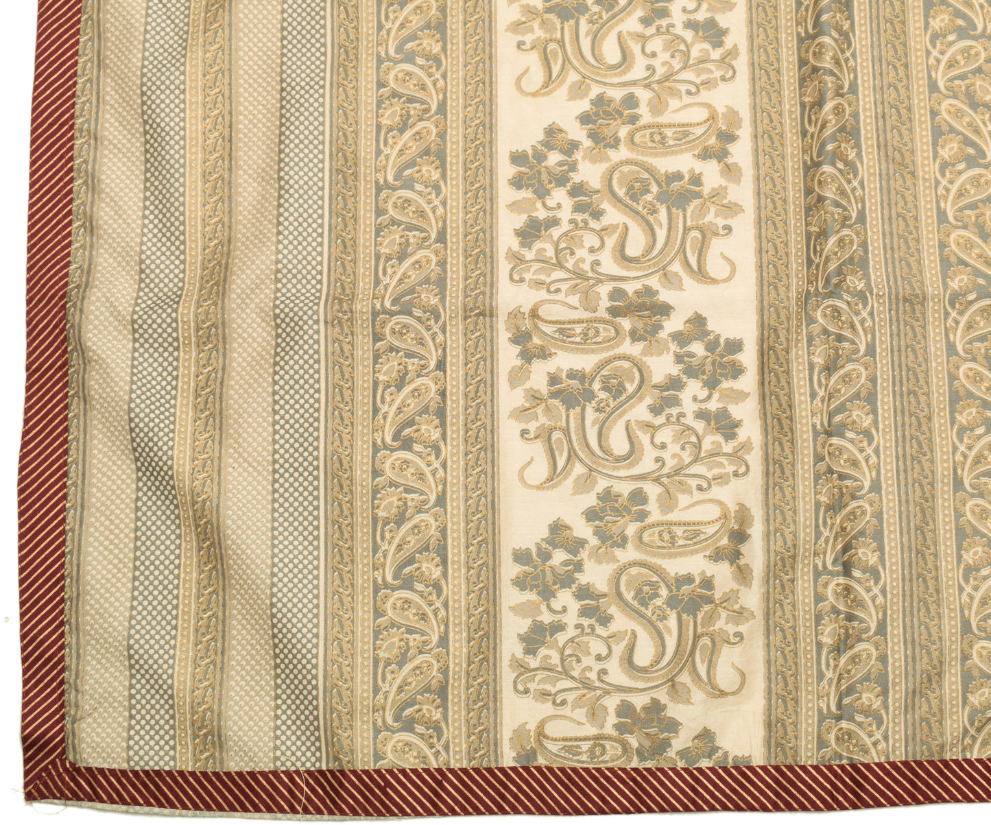 Sushila Vintage Cream & Gray Dupatta Blend Cotton Printed Paisley Long Stole